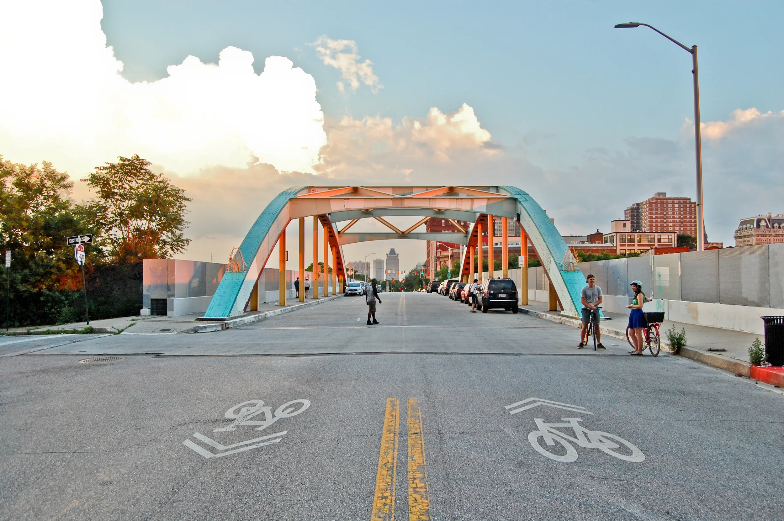 Guilford Ave Bridge into Station North Arts District