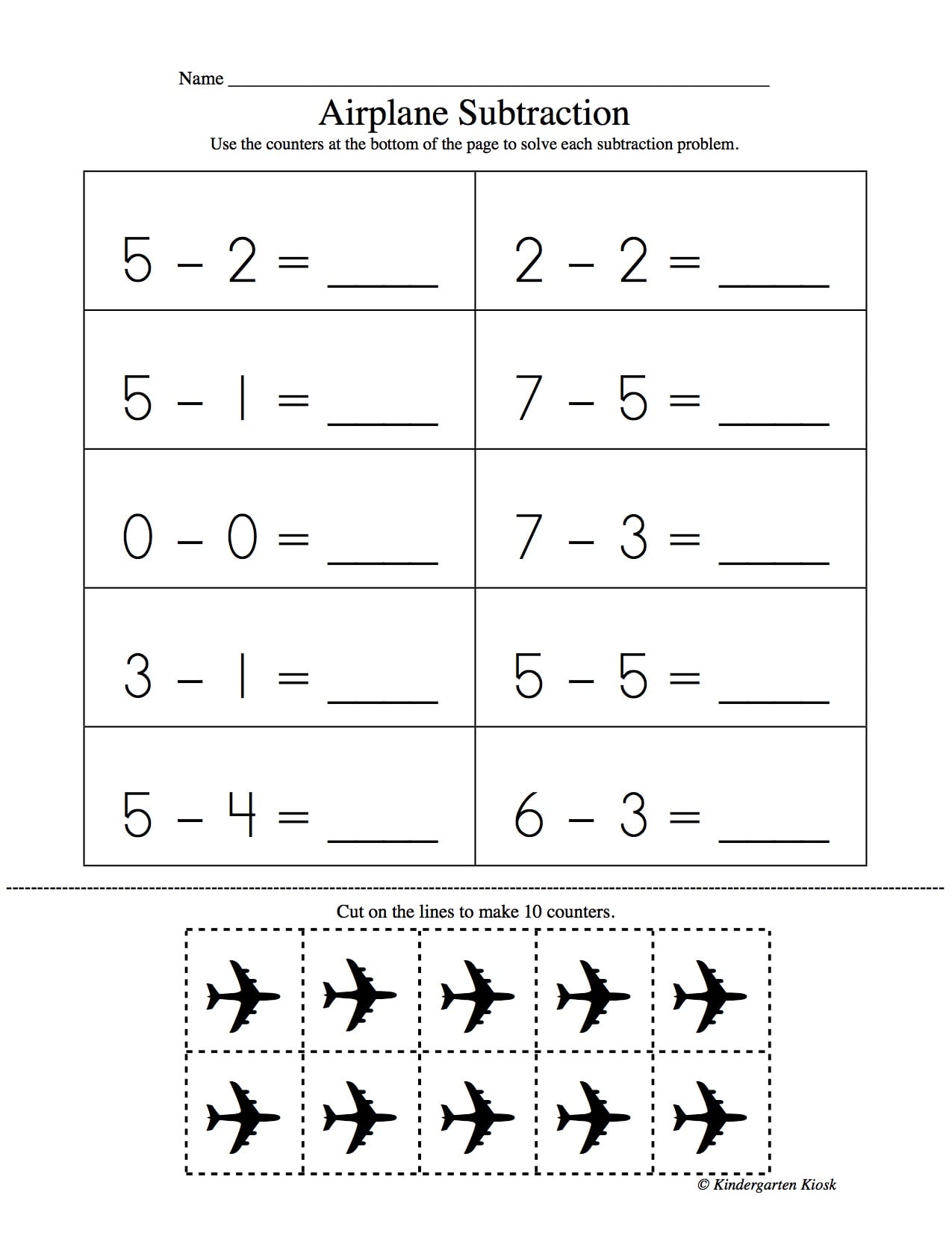 Subtraction Worksheets for Kindergarten — Kindergarten Kiosk With Subtracting Across Zero Worksheet
