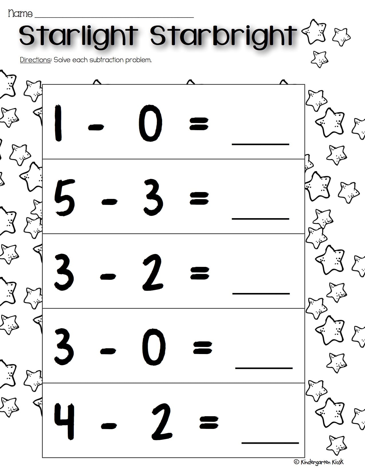 Free Printable Subtraction Worksheets For Kindergarten