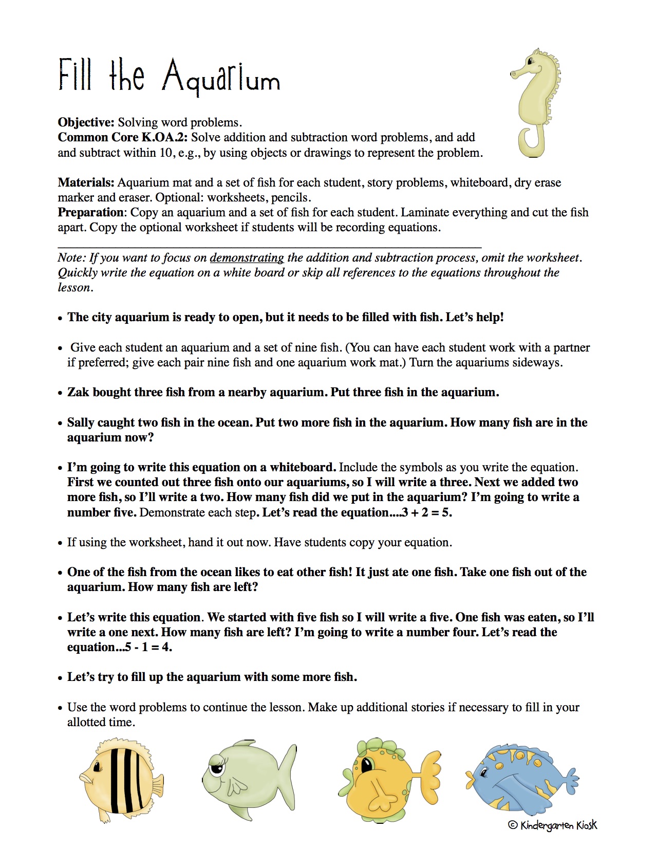 Kindergarten Operations and Algebraic Thinking, Illustrative Math