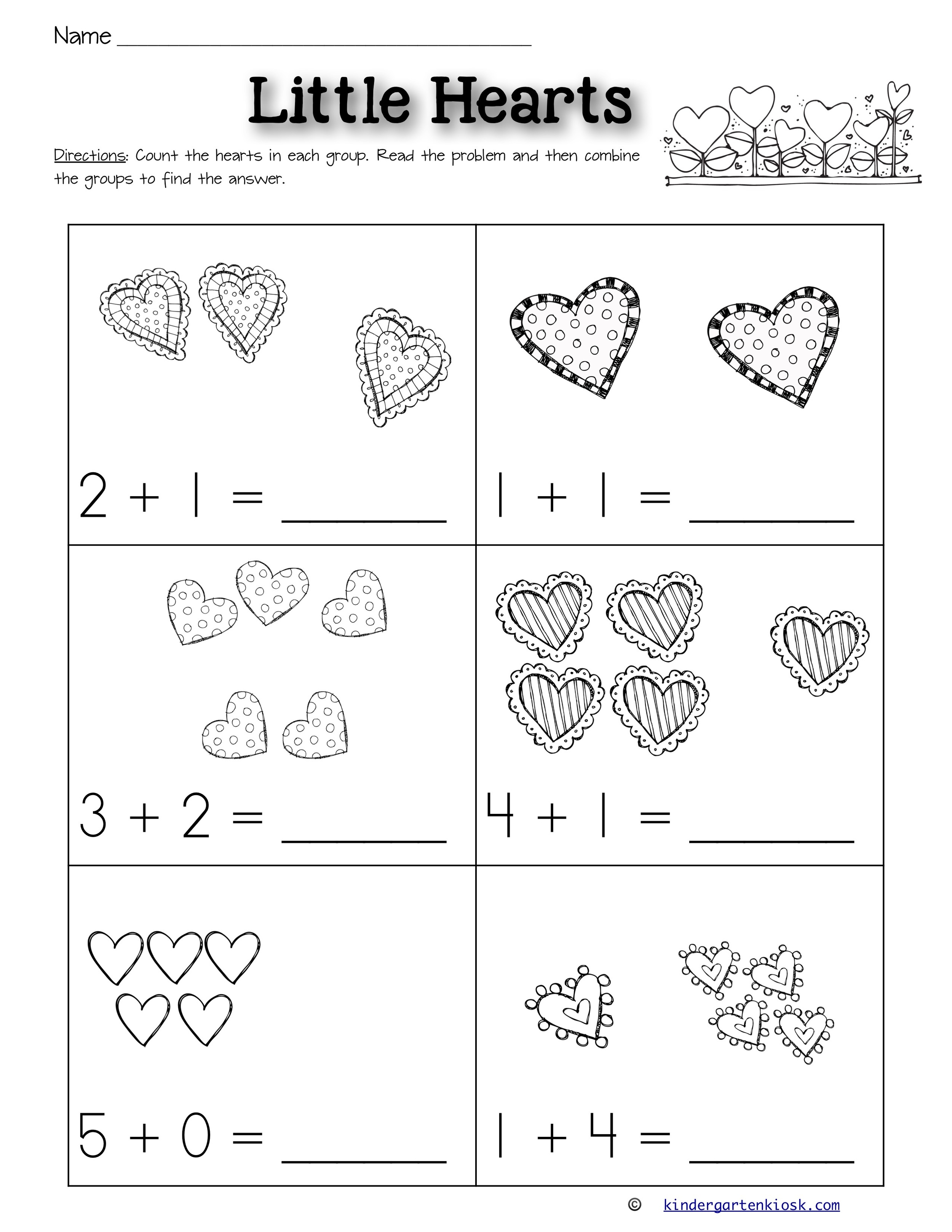 Addition 05 Worksheets February — Kindergarten Kiosk