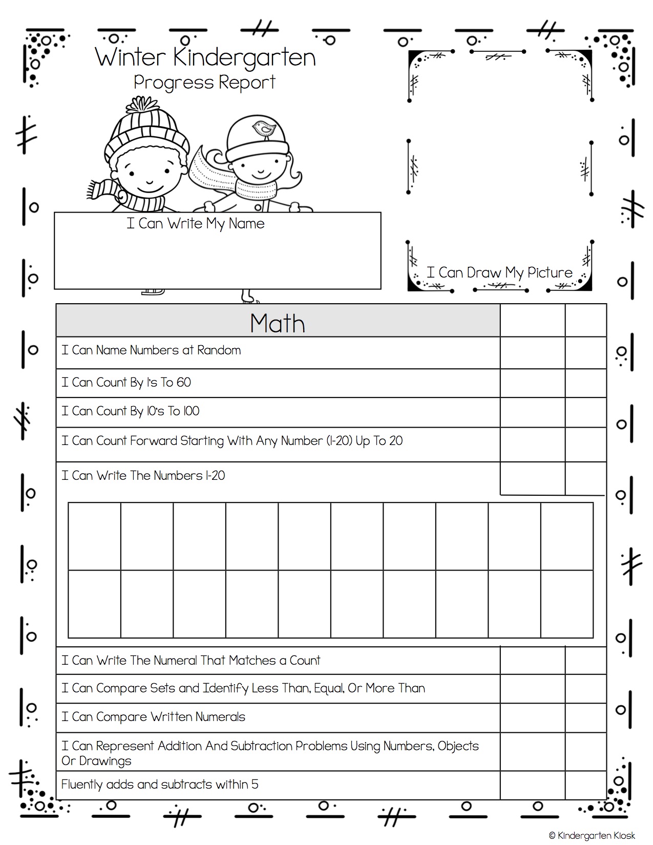 Parent Teacher Conference Report Form And Intervention Homework Winter Kindergarten Kiosk