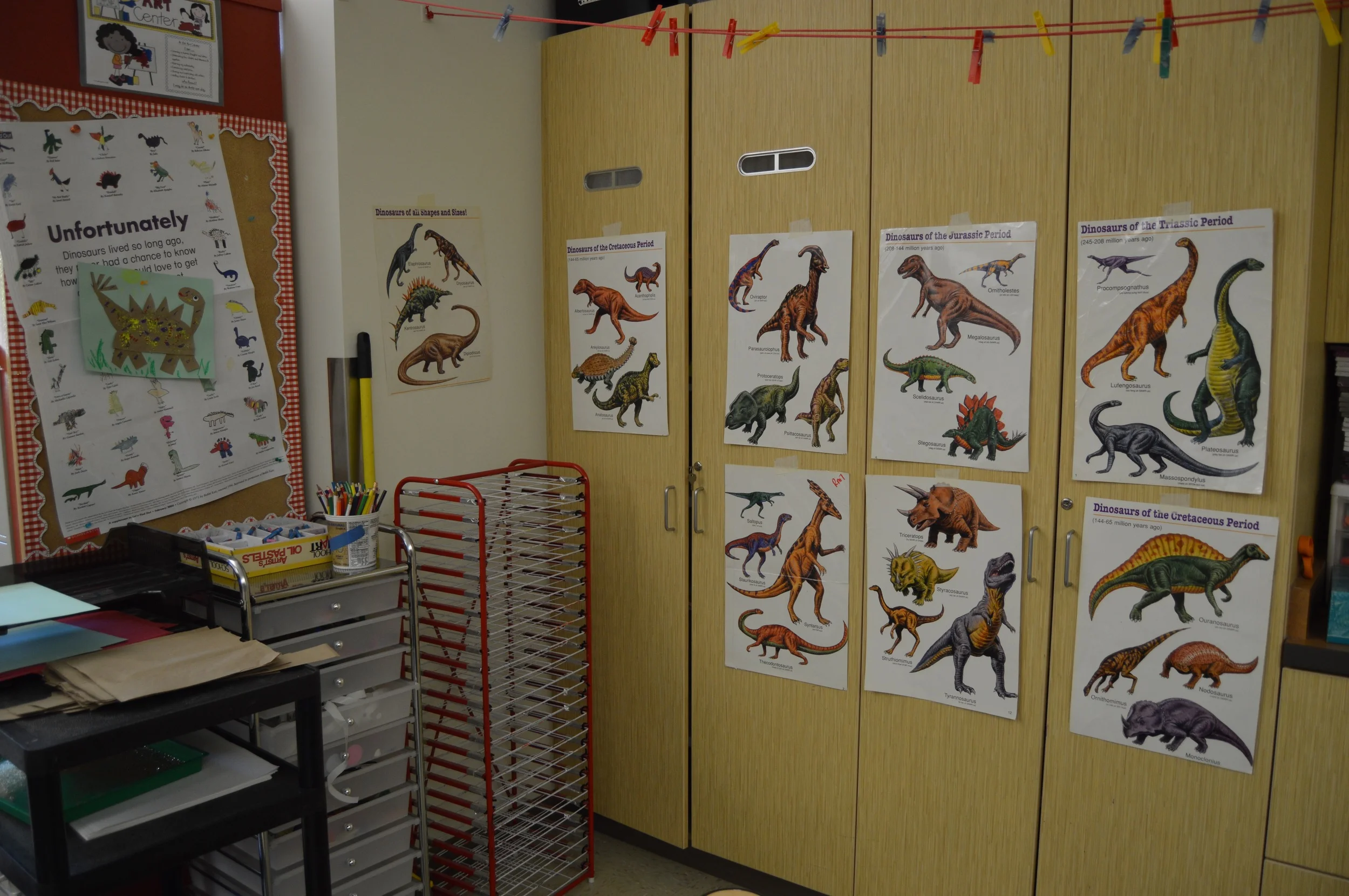 The Art Center is filled with dinosaur art samples.