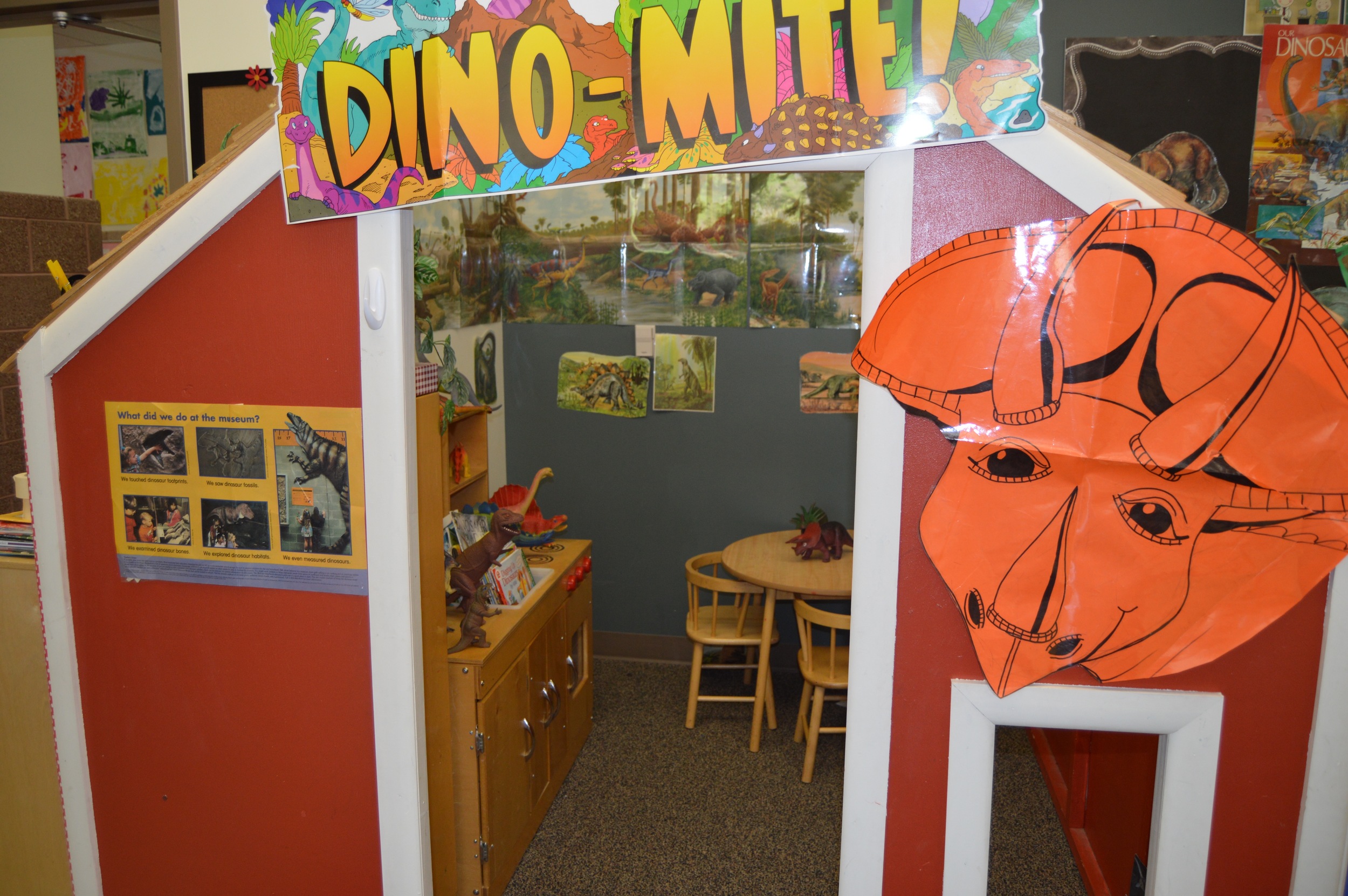 The Student's voted to turn the playhouse into "Jurassic World." Enter to the "World of Living Dinosaurs!"
