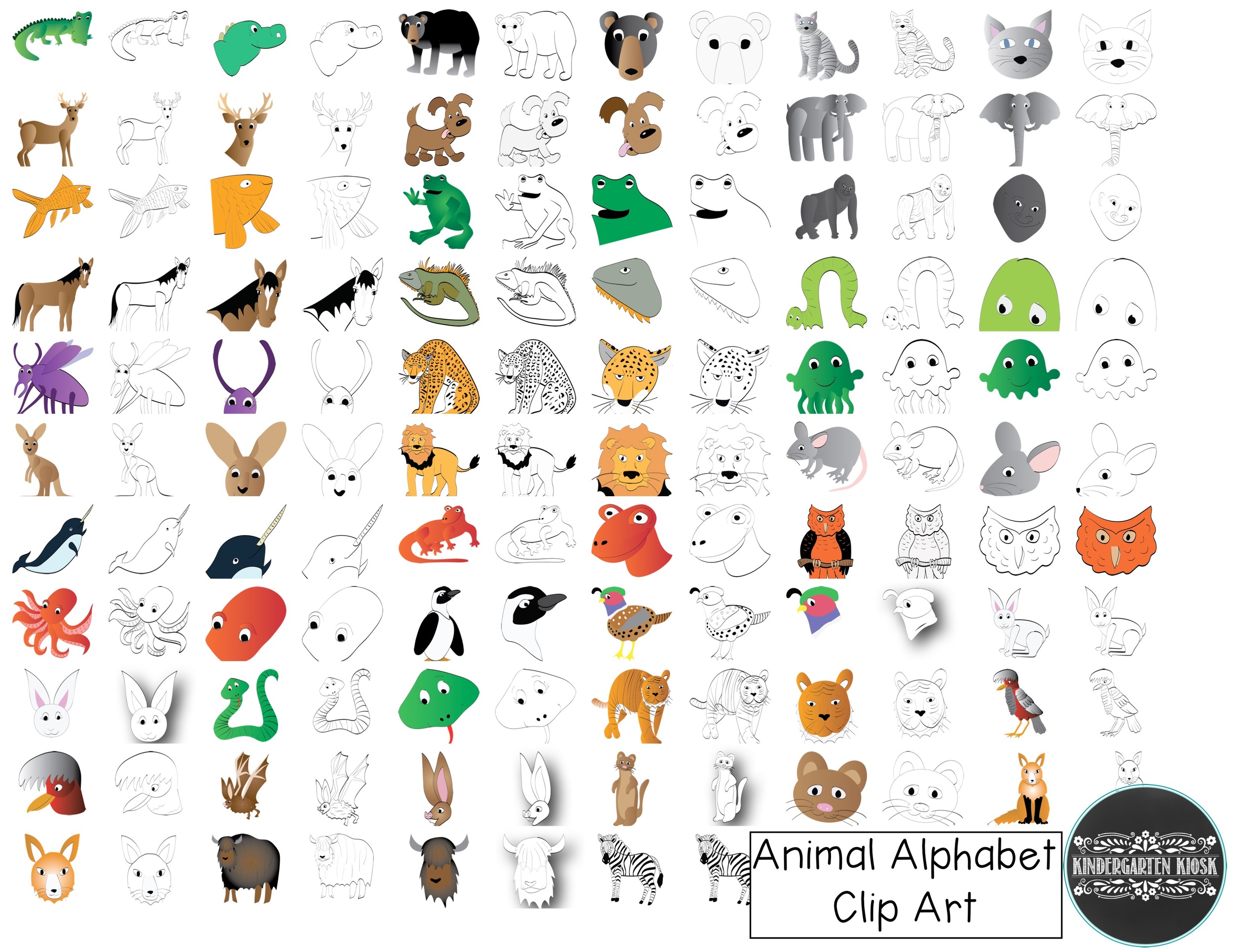 Alphabet Animals CLIP ART Zoo Phonics — Kindergarten Kiosk