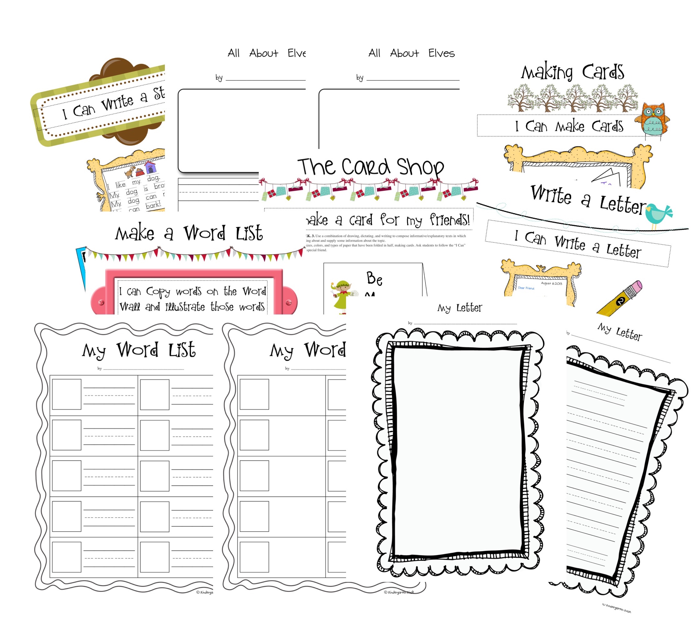 Materials included to get kids writing.
