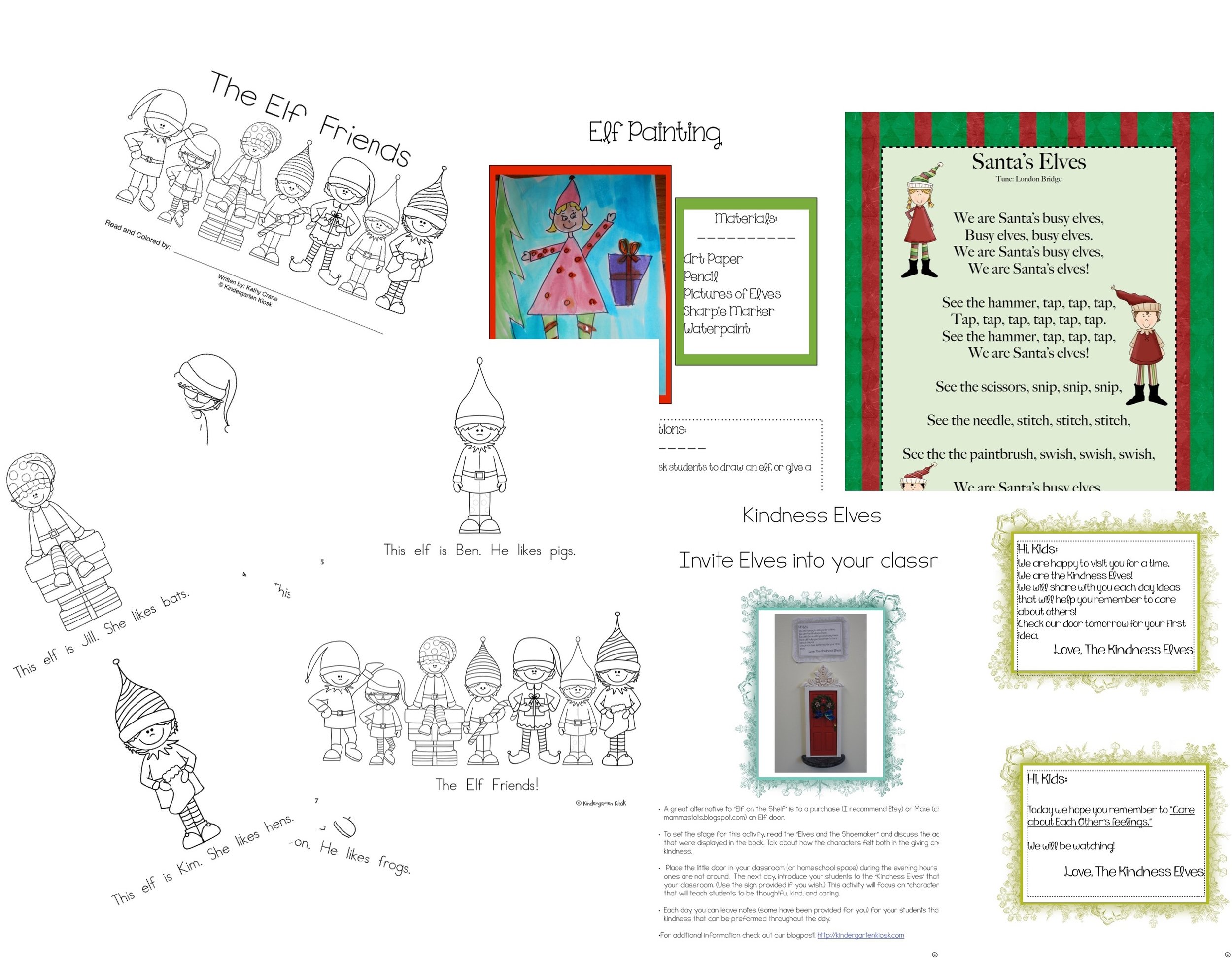 Guided Readers that kids love, easy to make art portfolio sample, songs to sing, and a visit to your classroom from the kindness elves.