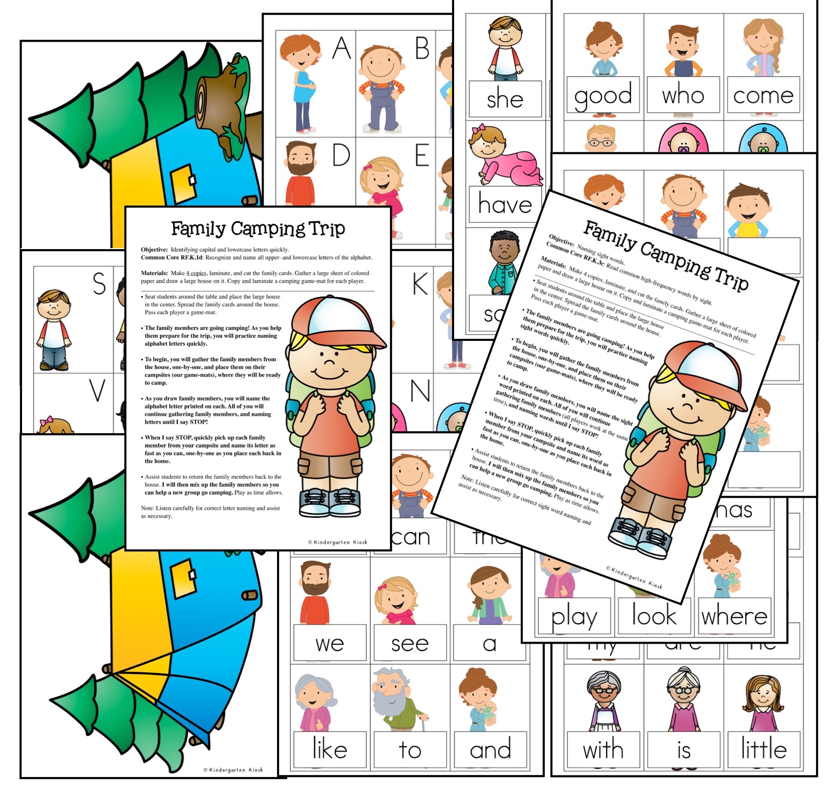Family Camping Trip is a game that allows students to practice their fluency with letter naming, naming of letter sounds, or naming sight words fluently. Choose the lesson that matches the needs of your students.