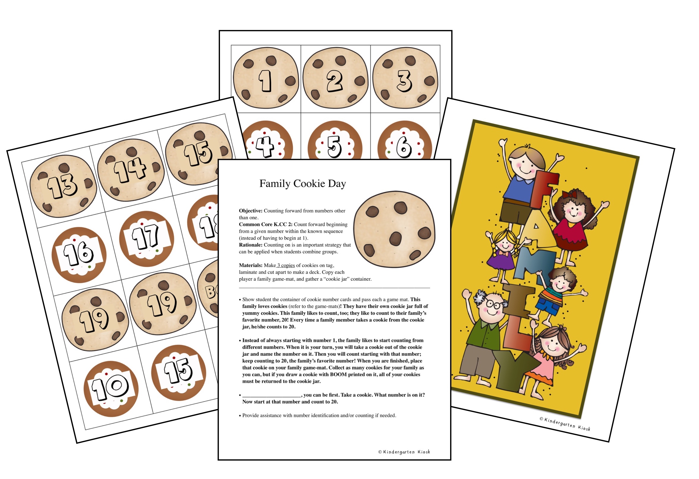 Family Cookie Day gives students practice counting forward from any given number. Counting forward is an important step in learning to add.