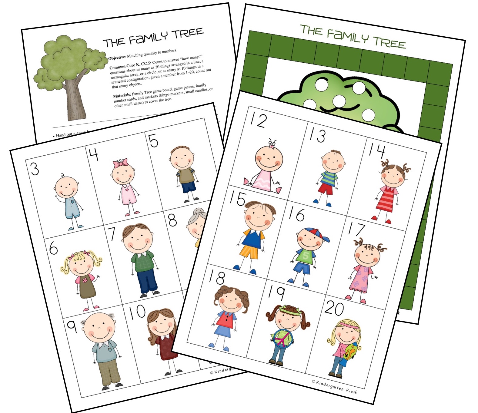 While playing The Family Tree, students are asked to match quantity and numbers up to 20.