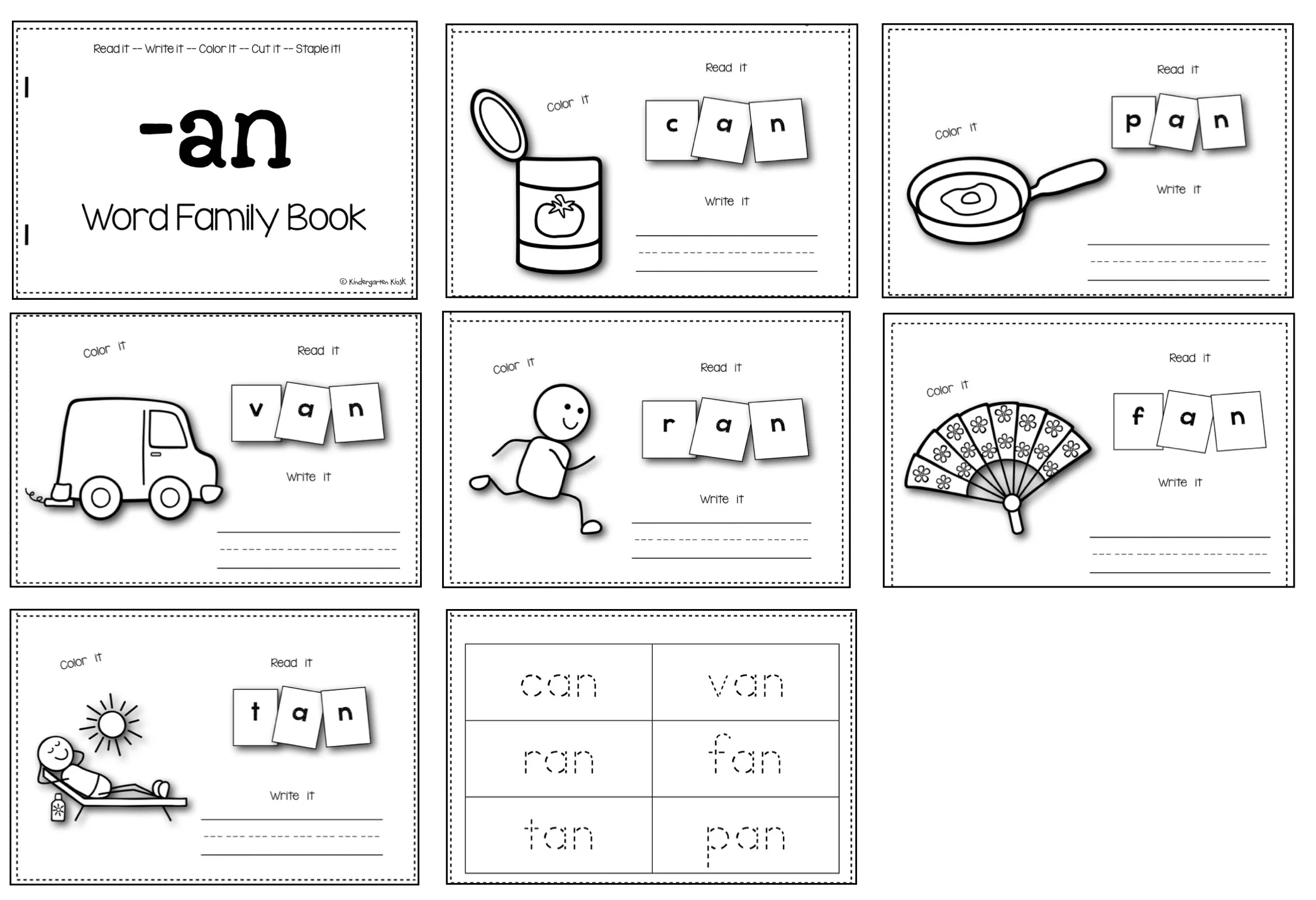 These pages can be stapled together to make a cute interactive little book for kids to read again and again.