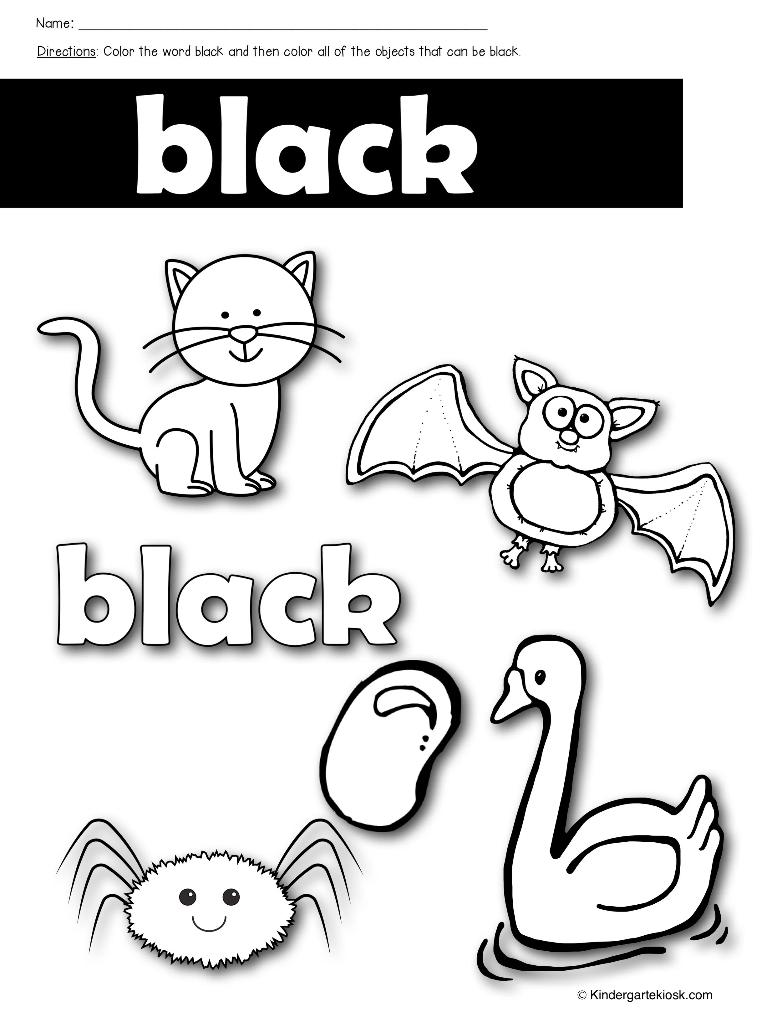 Color Black Worksheet