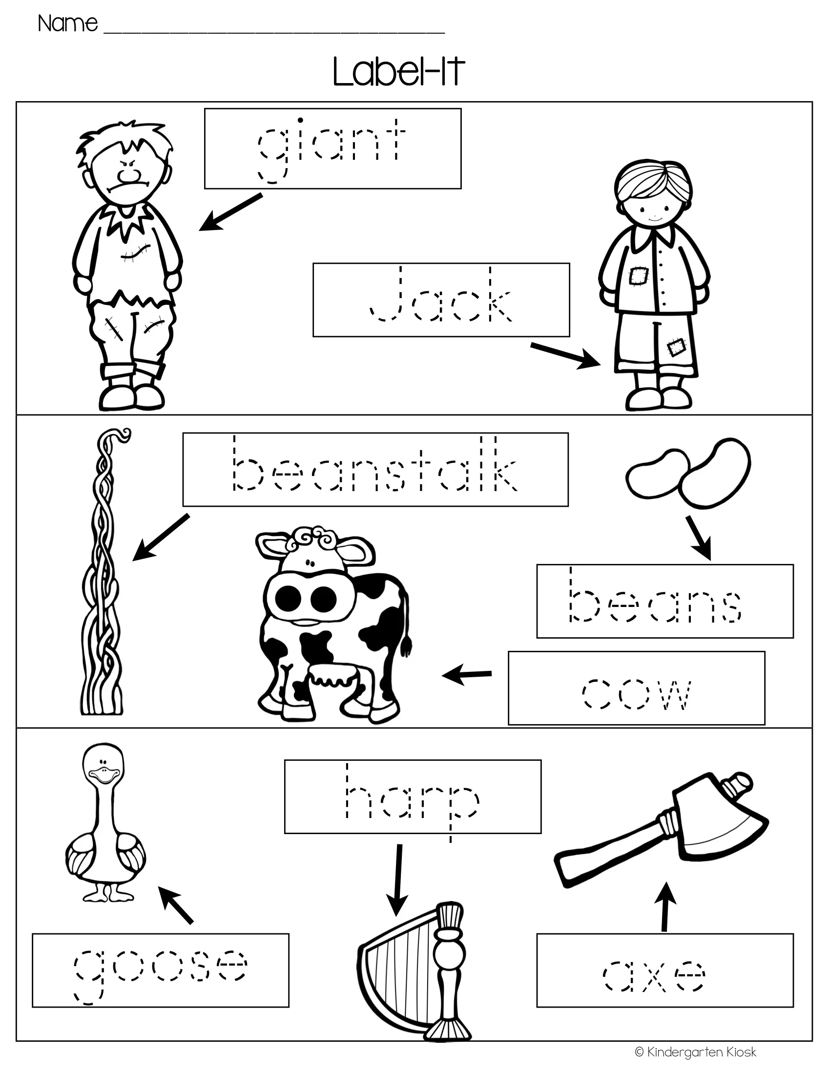 Jack And The Beanstalk Independent Writing Practice Kindergarten Kiosk Jack and the beanstalk independent writing practice kindergarten kiosk