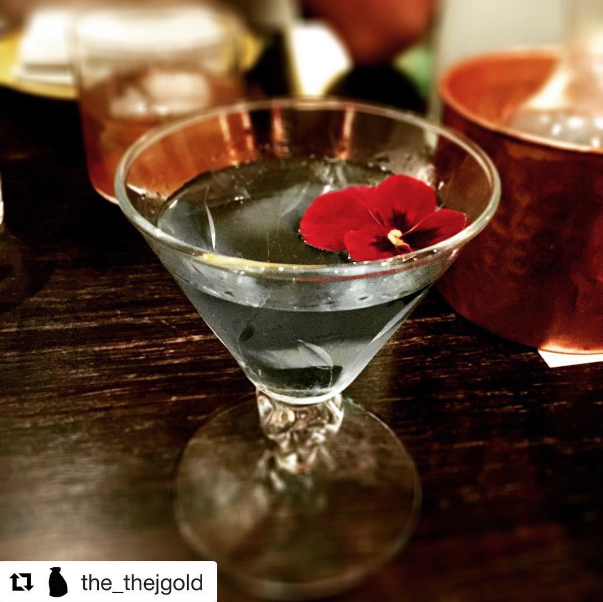 The Weston martini off of our second cocktail list posted by Mr. Gold, captioned “My drink is blue.”