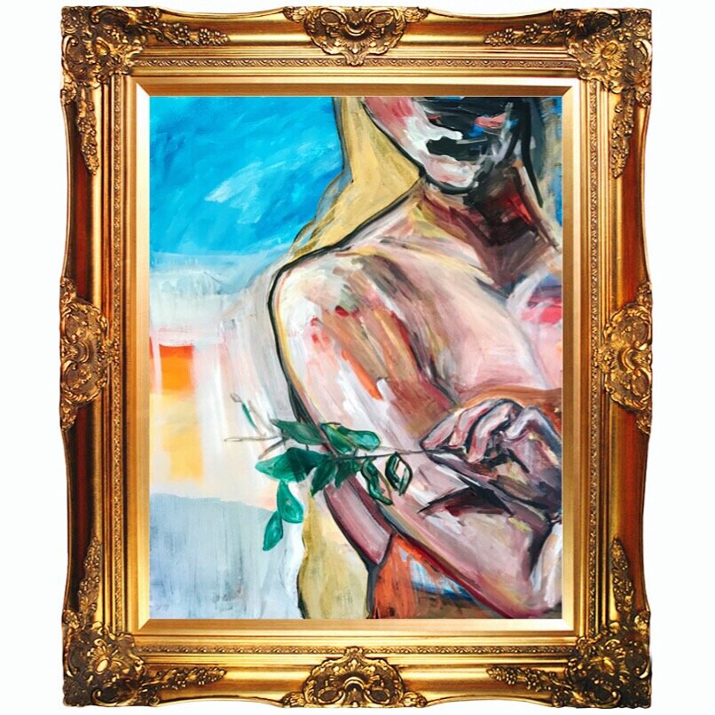  Goddess in the Garden  Framed. Acrylic on Canvas 24 x 36   Sold 
