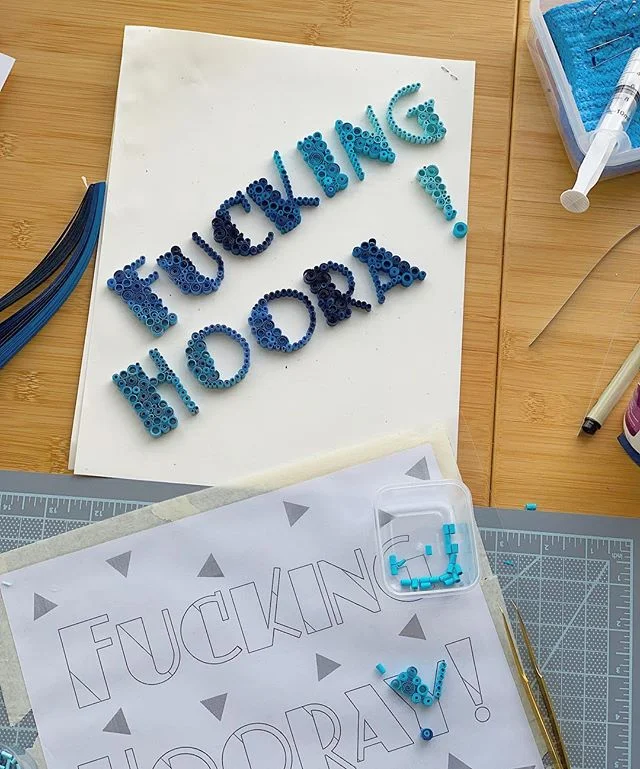 Finishing up today! Binged the entire unobscured podcast during this one - so sad it&rsquo;s over 😭 #showhole #quilling #paperart #quillingart #fuckinghooray #unobscured
