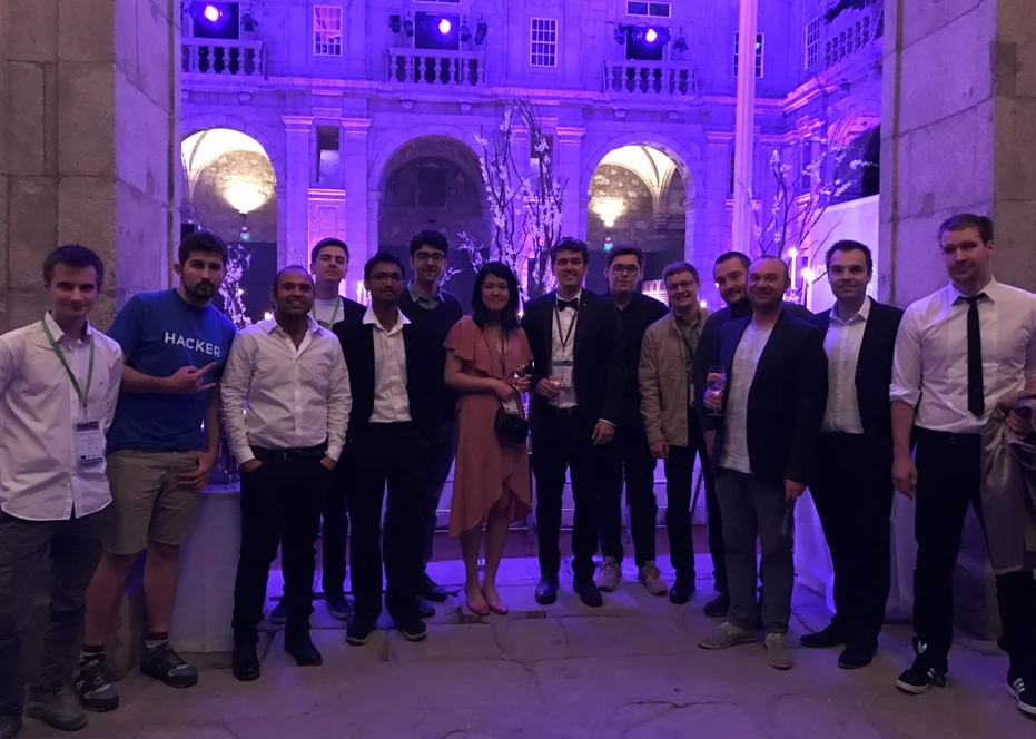 April 25, 2017. I-COM Gala Awards 2017 at Sao Bento da Vitoria Monastery with other Hackathon participants. Middle: Ting Wang, Fabio Giraldo. Right: Richard Brooker