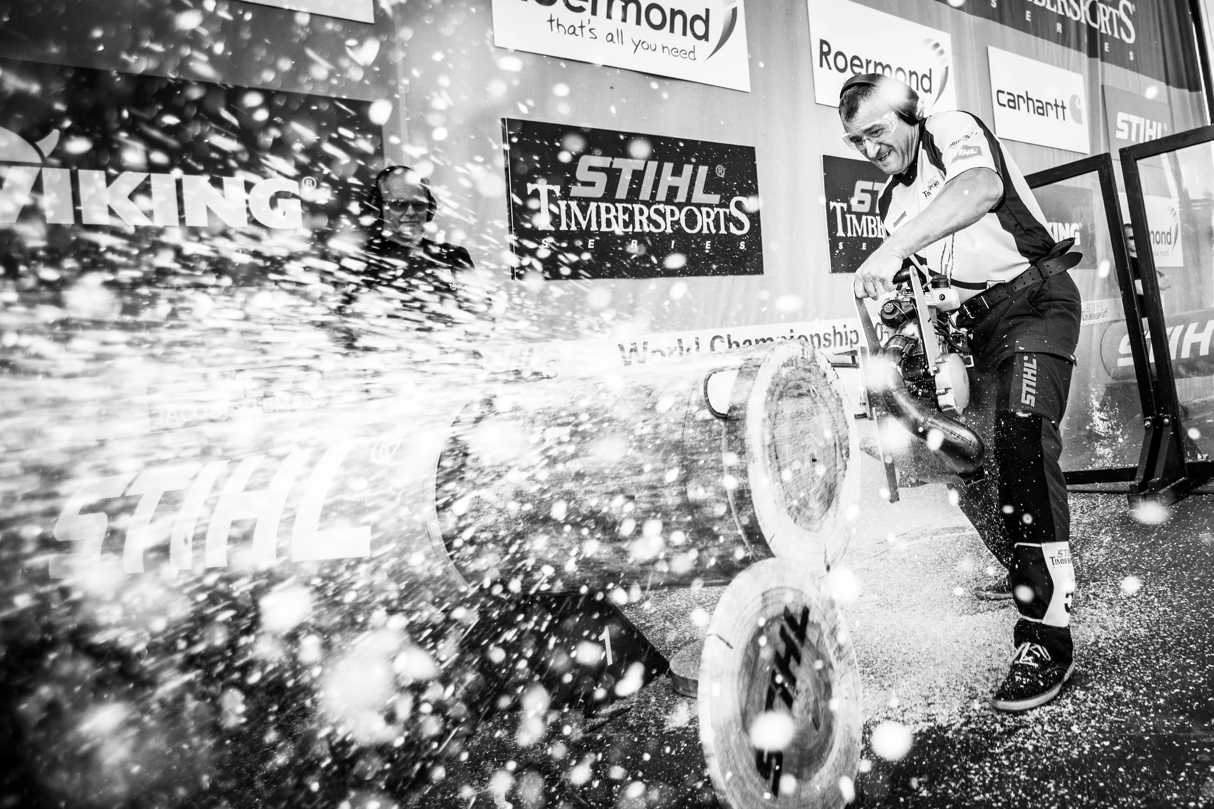 István Juhász of Hungary performs during the qualifying for the STIHL TIMBERSPORTS Championships 2011 in Roermond, Netherlands, September 2, 2011