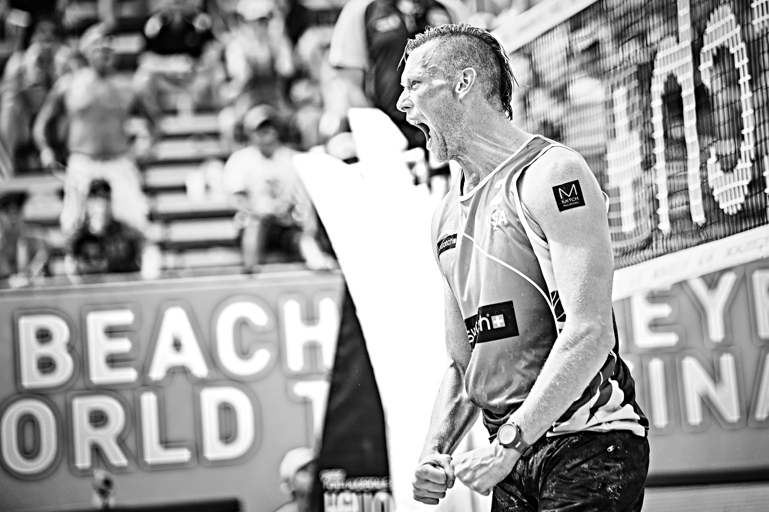Casey Patterson of the United States performs at the Swatch Beach Volleyball FIVB World Tour Finals in Fort Lauderdale, Florida, United States on October 2, 2015