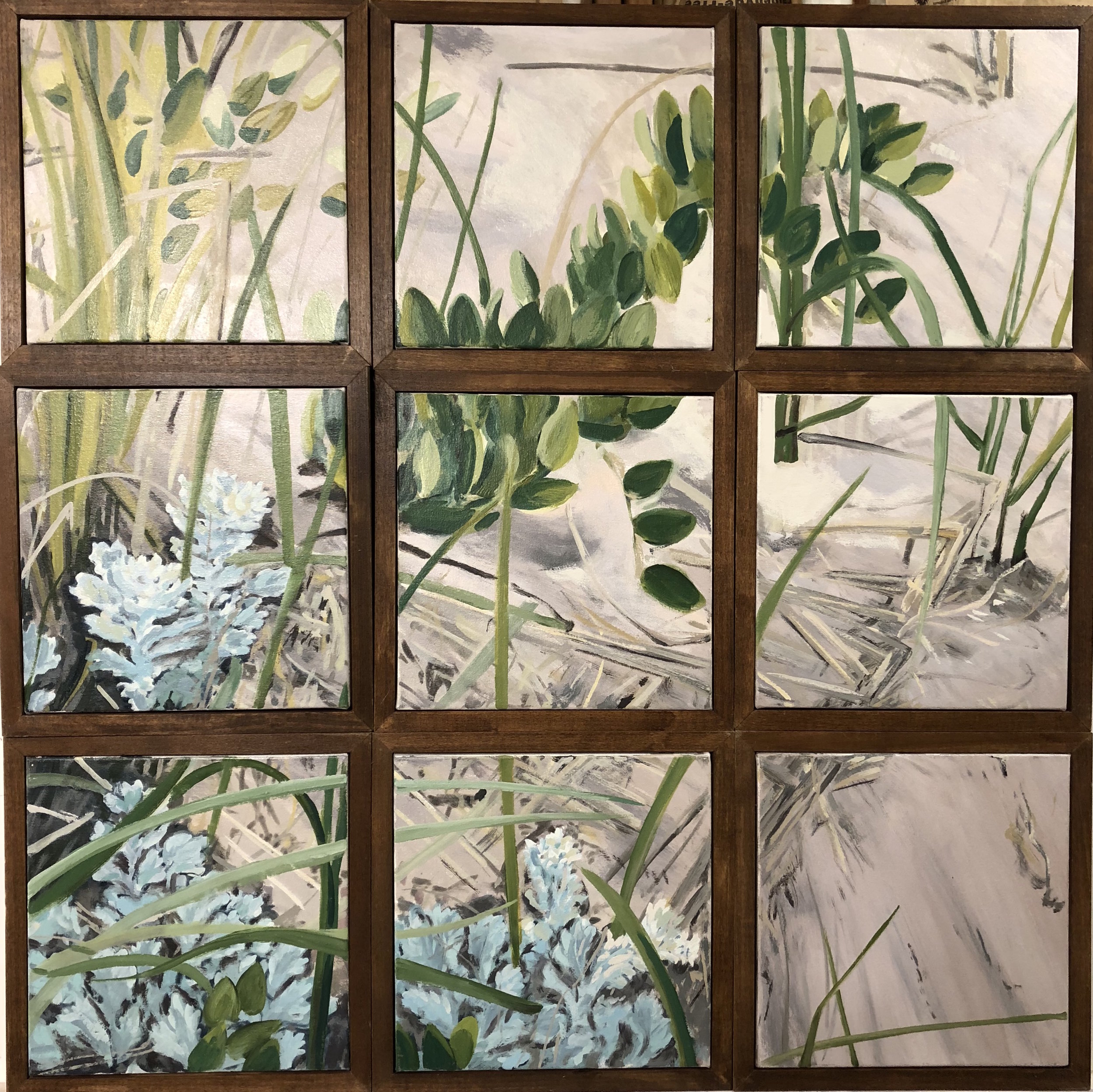 Flora, Nine Framed Oil Paintings, 2007