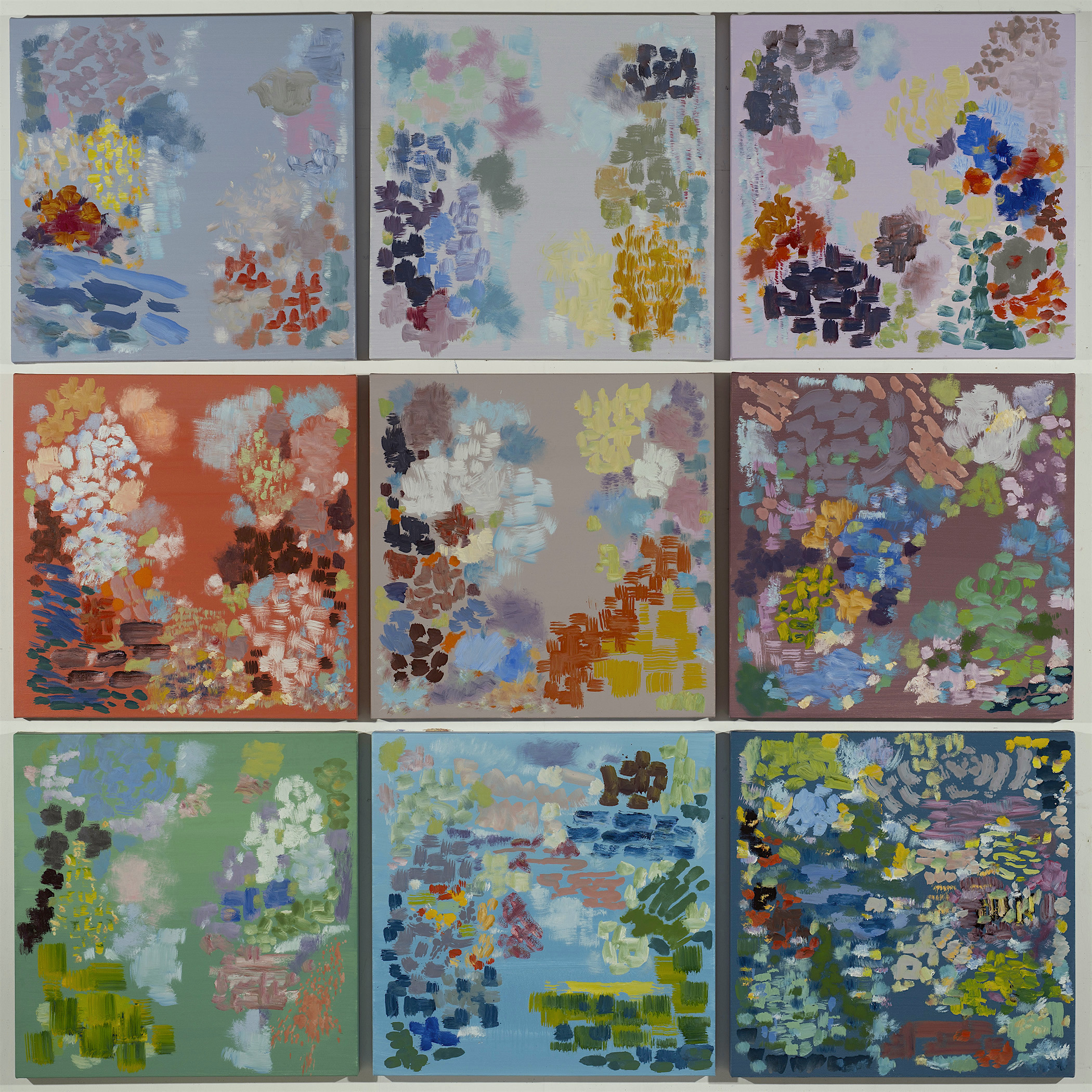 Spring Group of Nine, abstract paintings, 2019