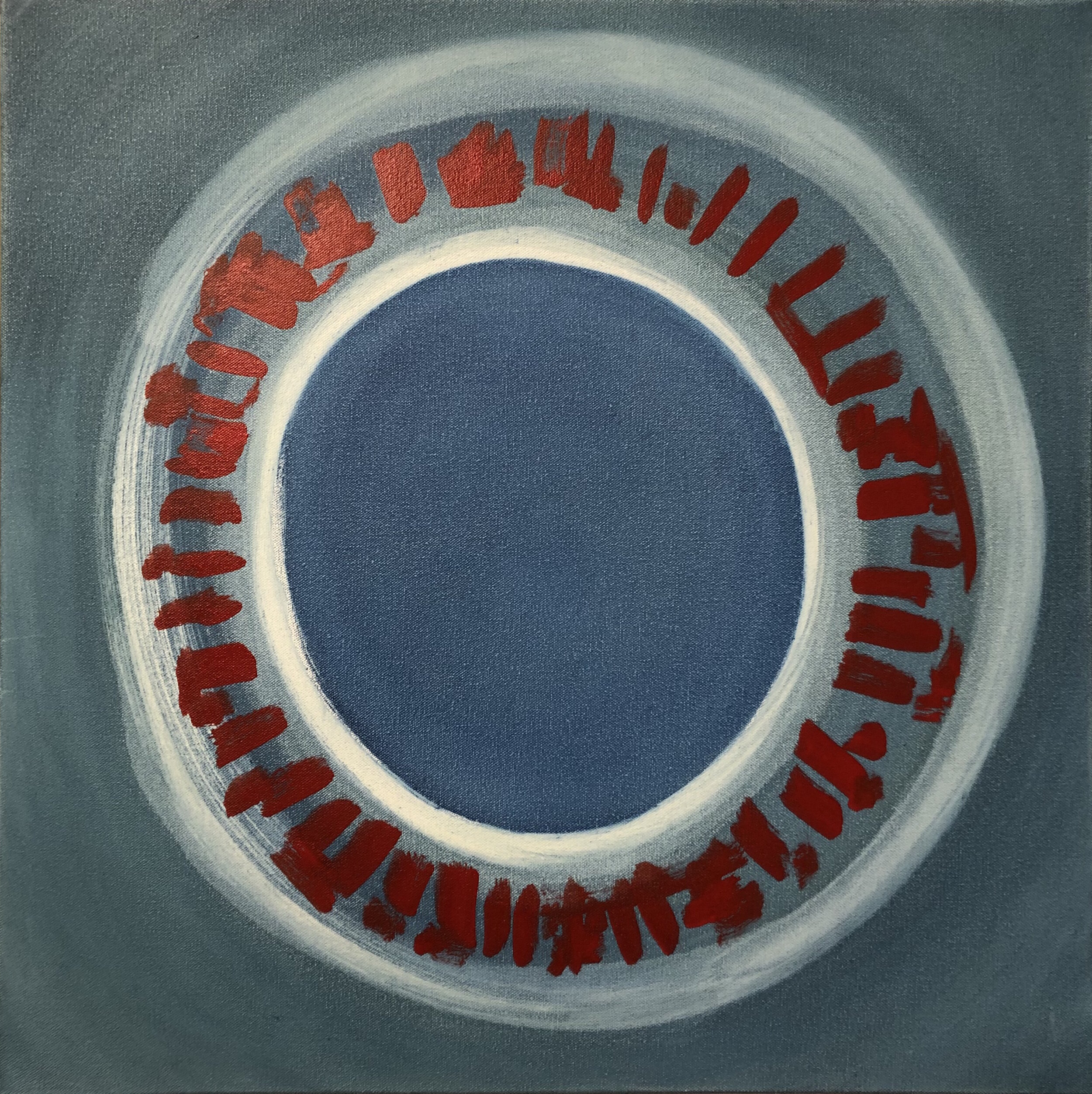 Composition Blue Red Characters, 2019, SOLD