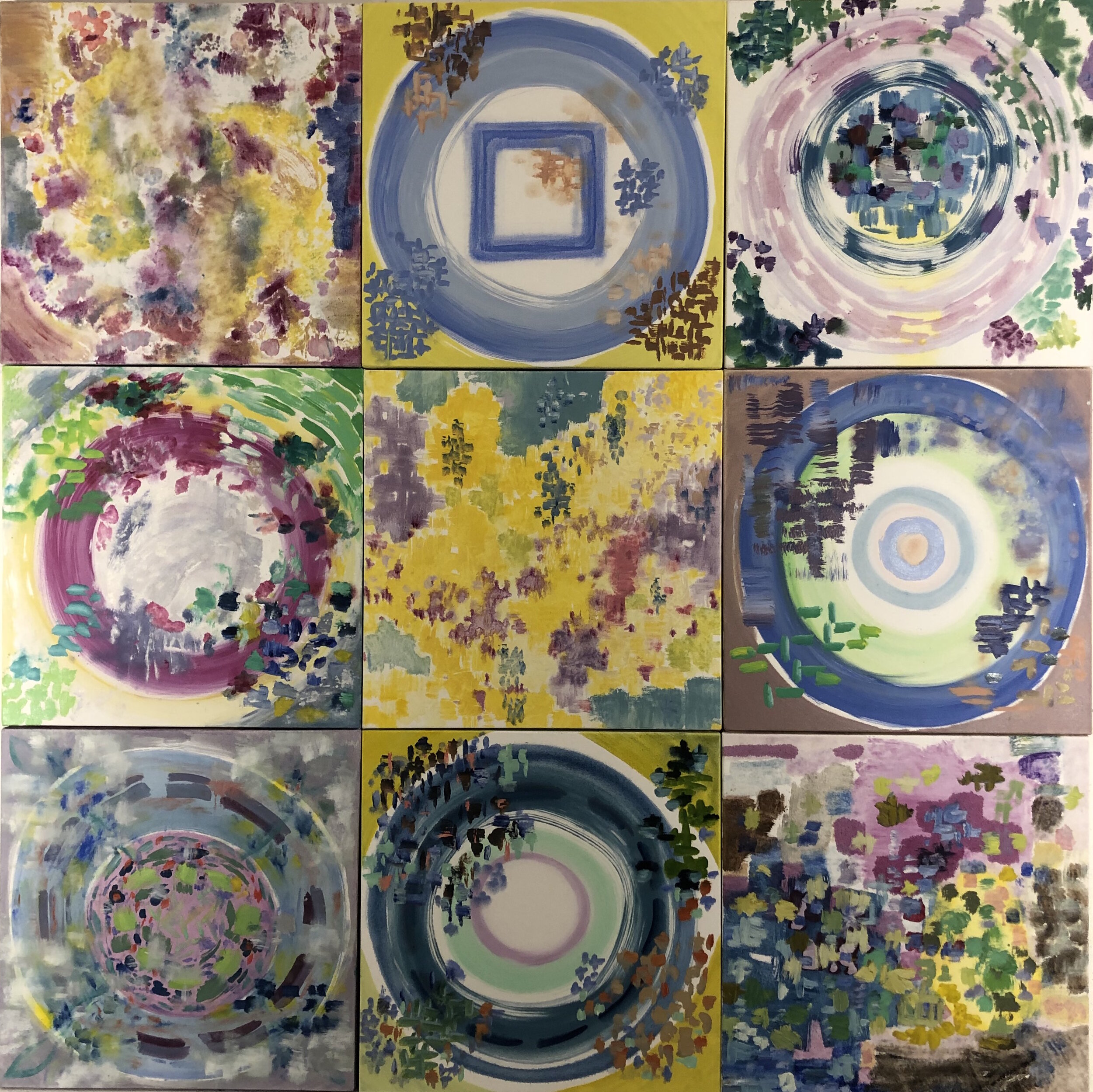 Abstract Group of Nine, Pattern and Brushwork, 2019