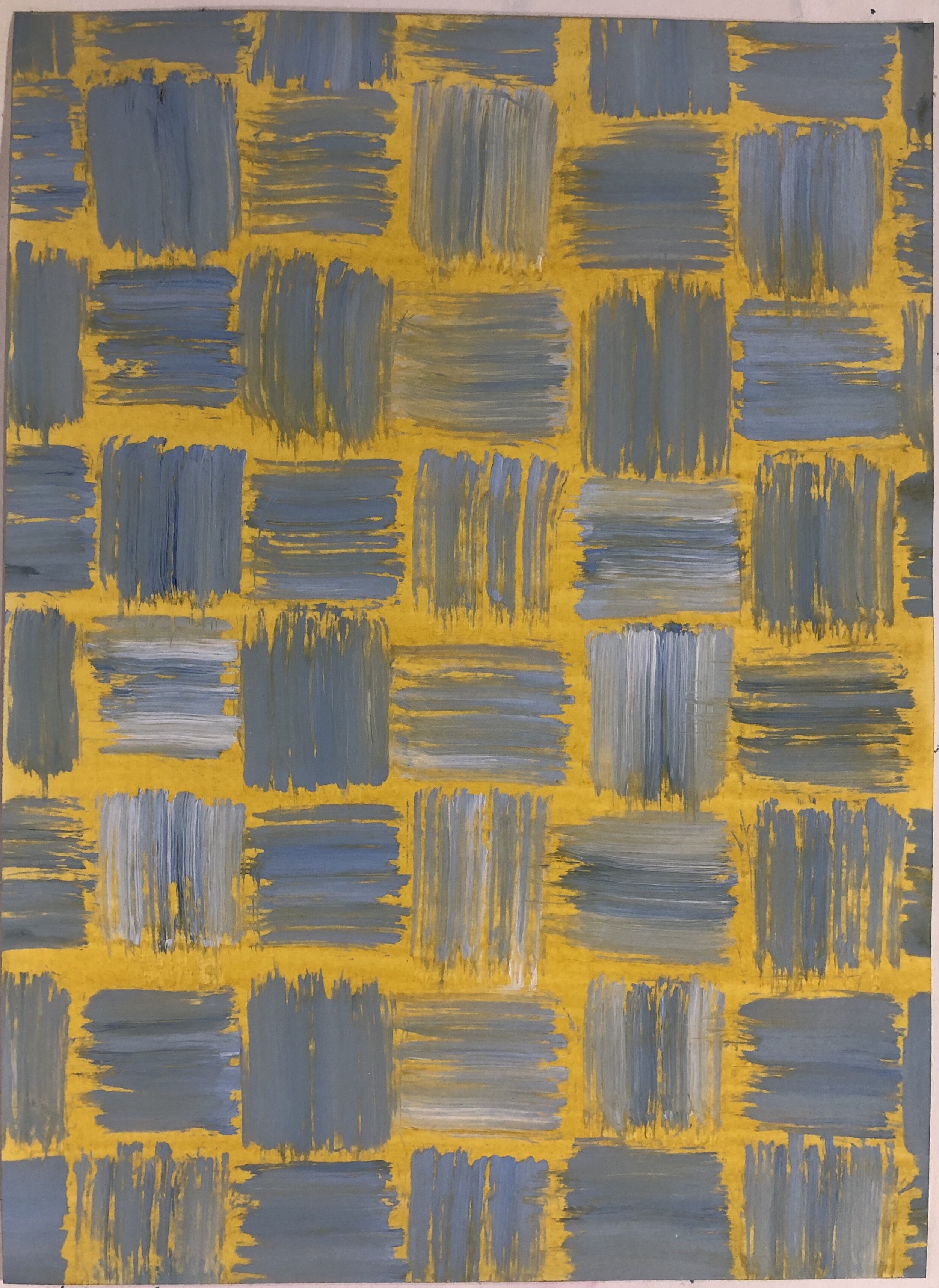 Gold, Slate Blue Woven Pattern, 2021