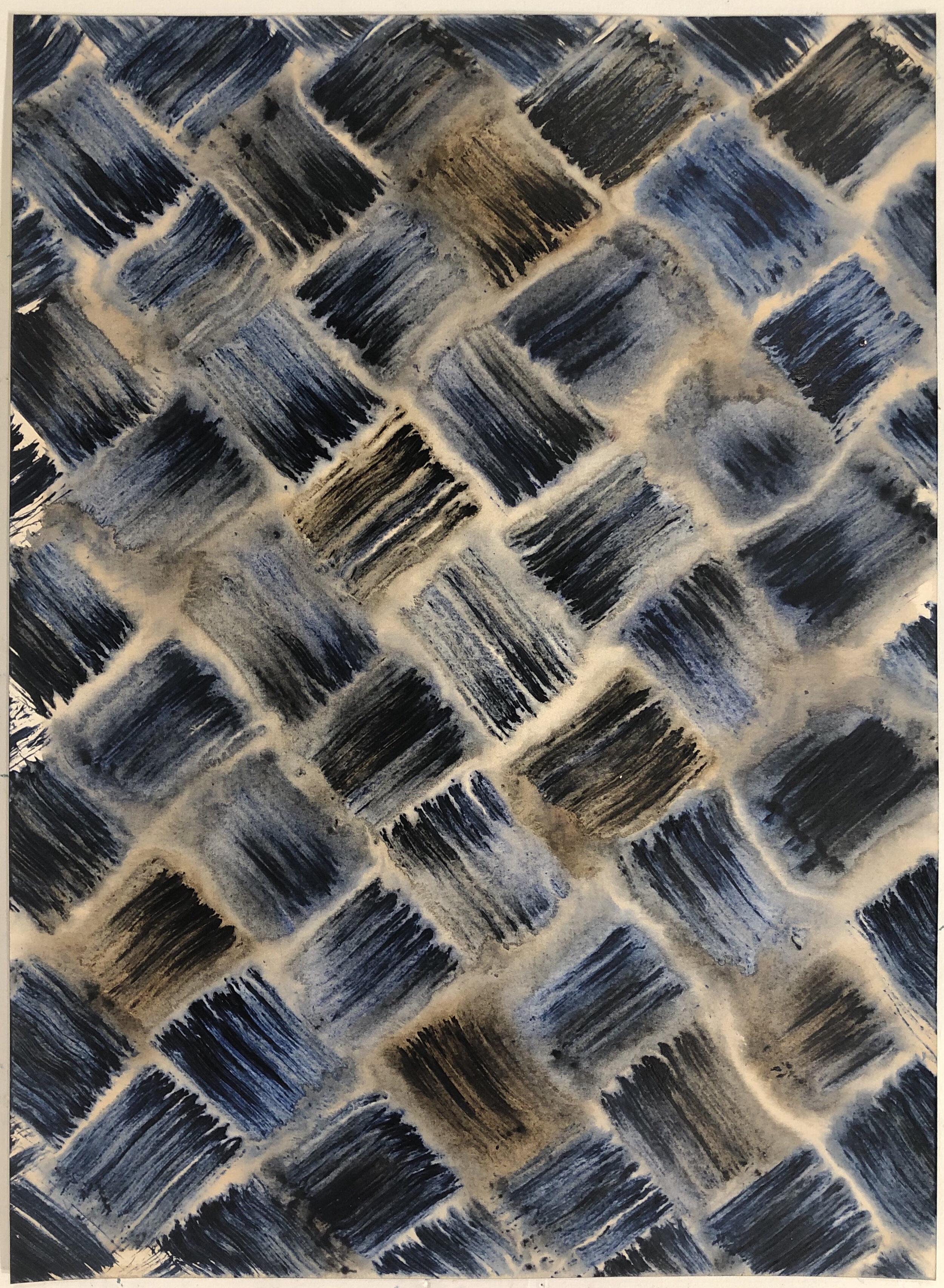 Diagonal Woven Pattern Painting Indigo, 2021