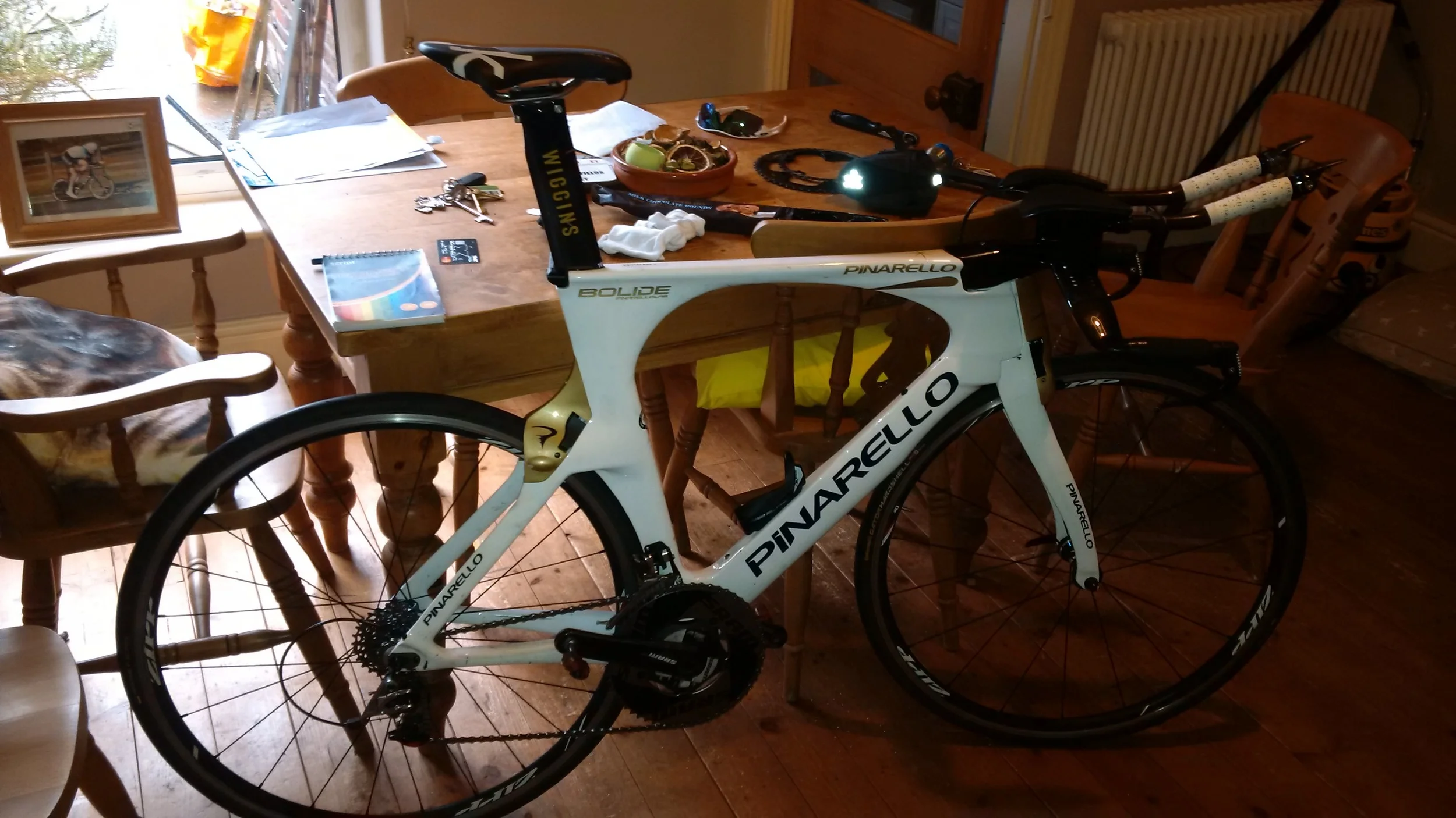 Thursday's bike being prepared