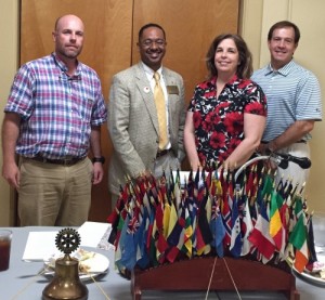 Pictured from L to R: Rod Veazey, President; Dr. Rolando Herts; Kathy Manning, 1st Vice President; Chip Moore, host (on behalf of Bill McPherson.)