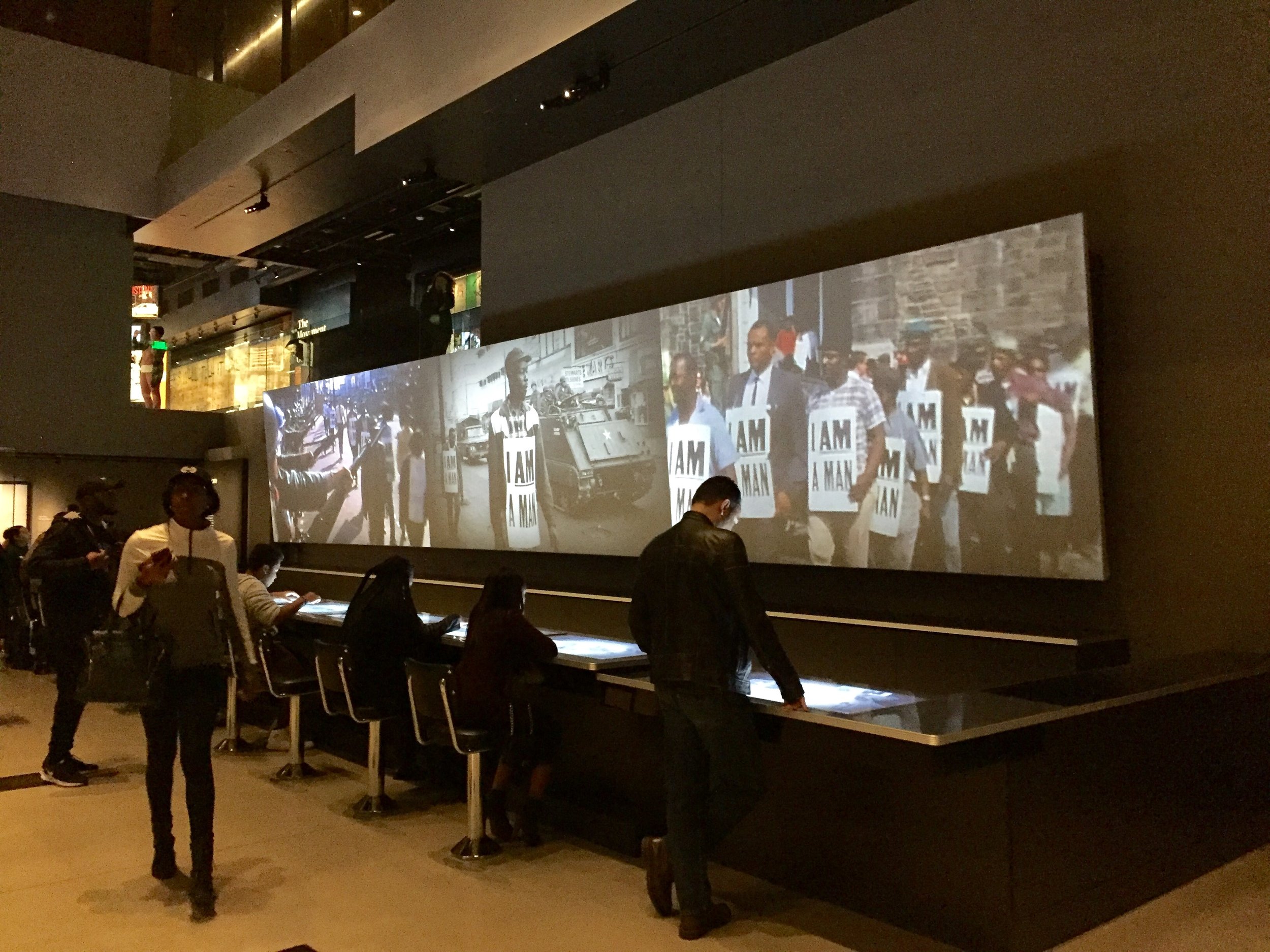 Smithsonian NMAAHC Woolworth Sit-in Stools Interactive Lunch Counter exhibit