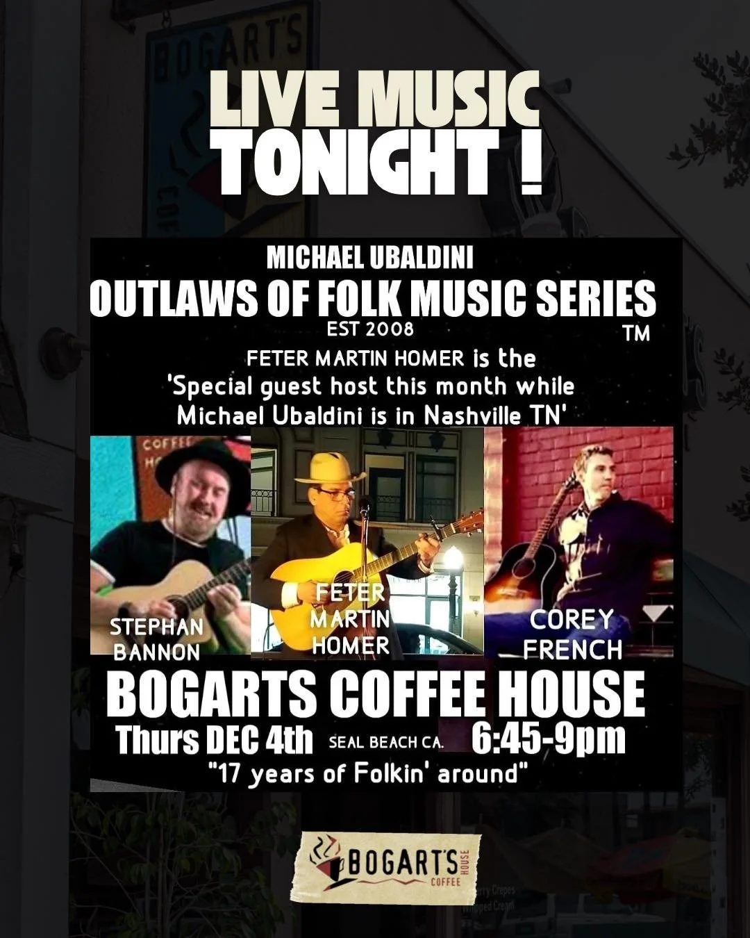It&rsquo;s time for the Outlaws of Folk Music Series at Bogart&rsquo;s 💫

Michael Ubaldini&rsquo;s critically acclaimed Folk &amp; Roots music series that has been going strong for 10 years. It will now be held &amp; happy to relocate to BOGART'S CO
