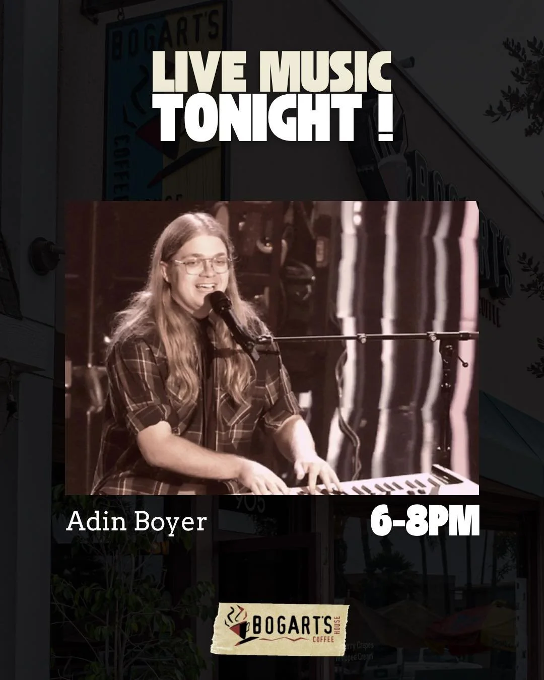 Get ready for a beautiful live performance from Adin Boyer tonight 🎶

From his classical piano, choir, opera, and music theory beginnings in suburban south Orange County to his massive indie rock performances after COVID quarantine and college, Adin