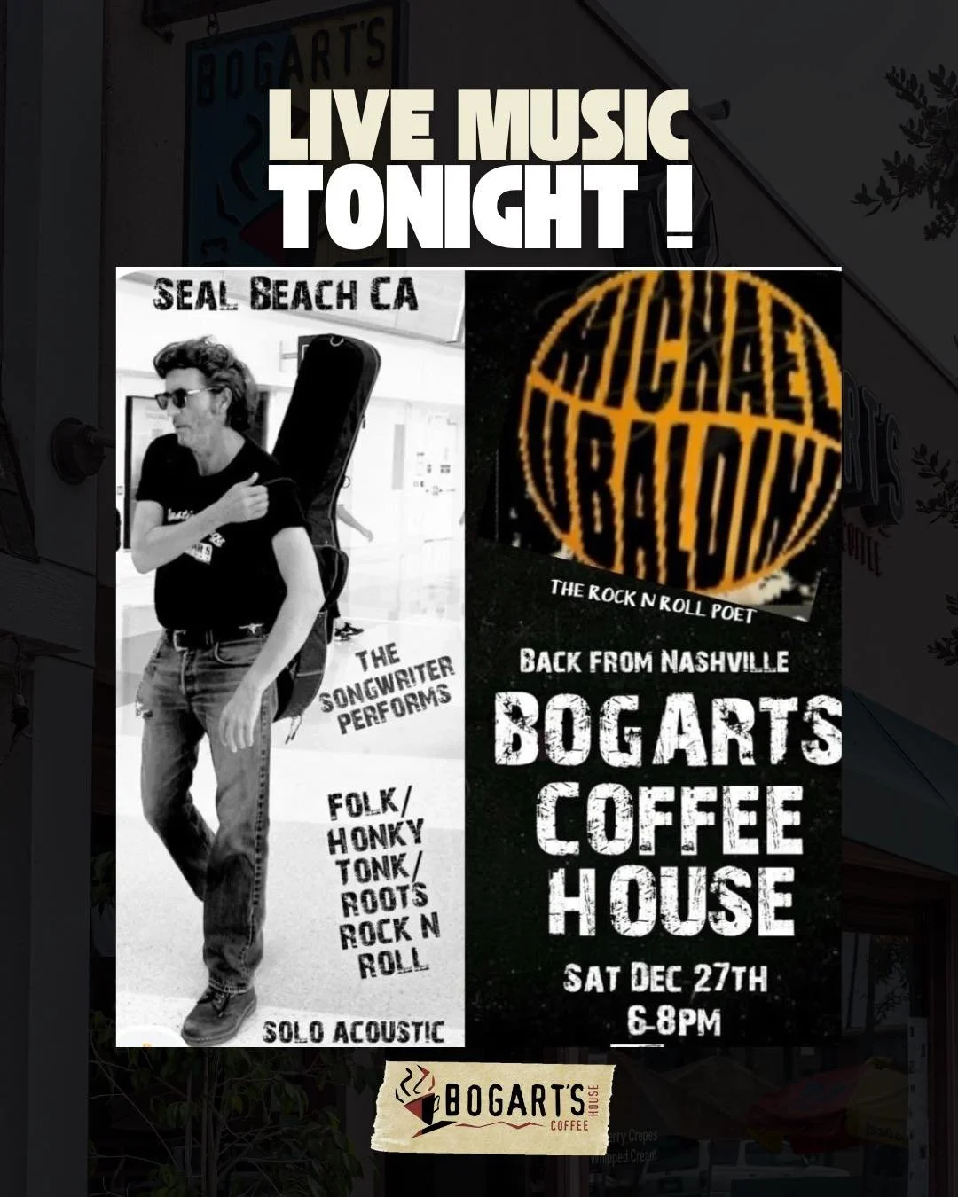 Michael Ubaldini is back tonight for a great show 🎶

Journalists &amp; fans call him &lsquo;The Rock n Roll Poet.&rsquo; He's an Outlaw folk &amp; rock n roll singer songwriter with a cause &ndash;songs of real life experience society, social strugg