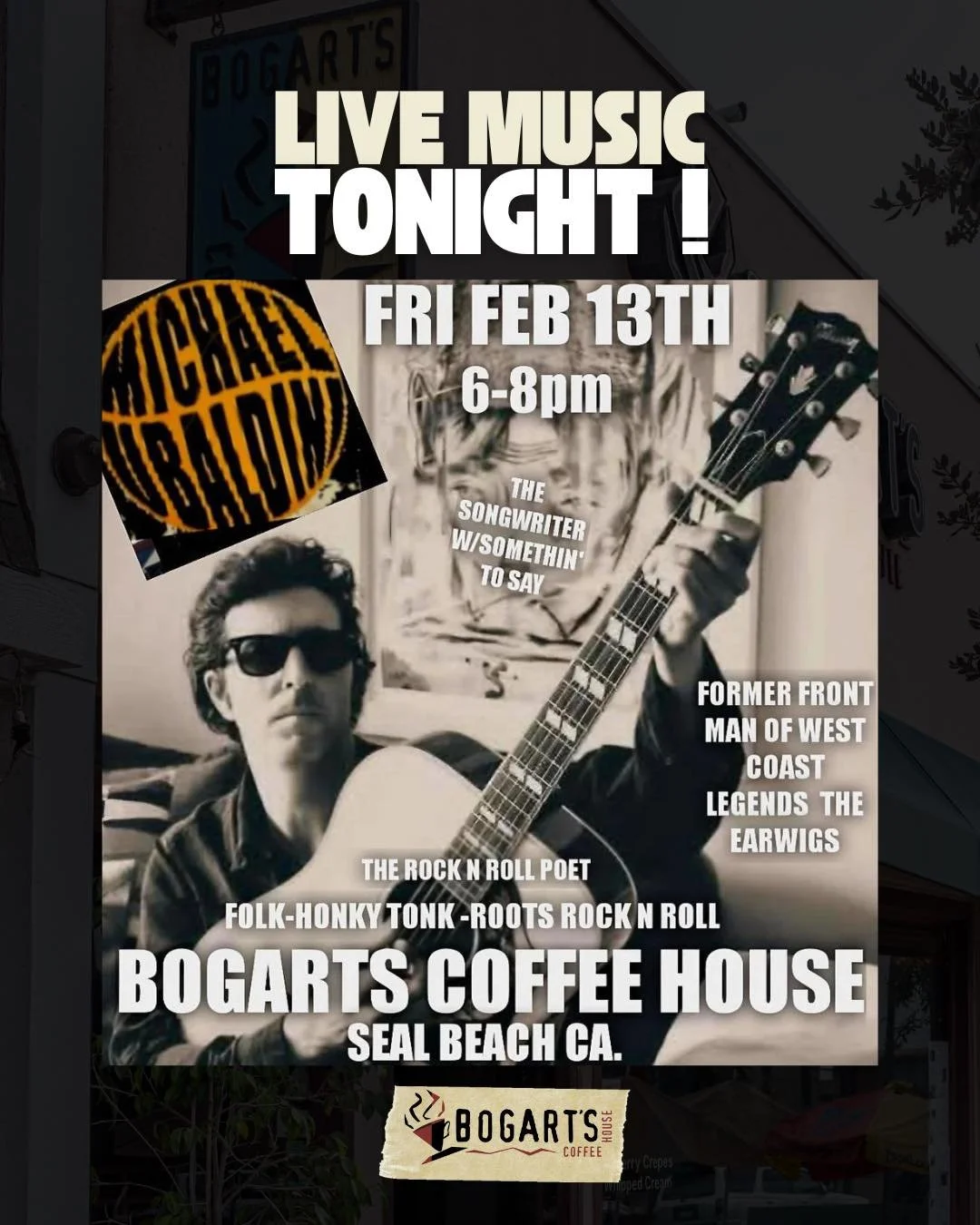 Tonight&rsquo;s musical guest is the one and only Rock N Roll Poet : Michael Ubaldini 🤘

He's an Outlaw folk &amp; rock n roll singer songwriter with a cause! He sings songs of real life experience society, social struggles, love, rebellion &amp; sa