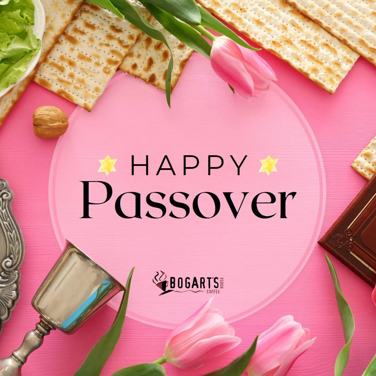 Passover begins tonight. Happy Passover to everyone who is celebrating today! 🌸#BogartsCoffee