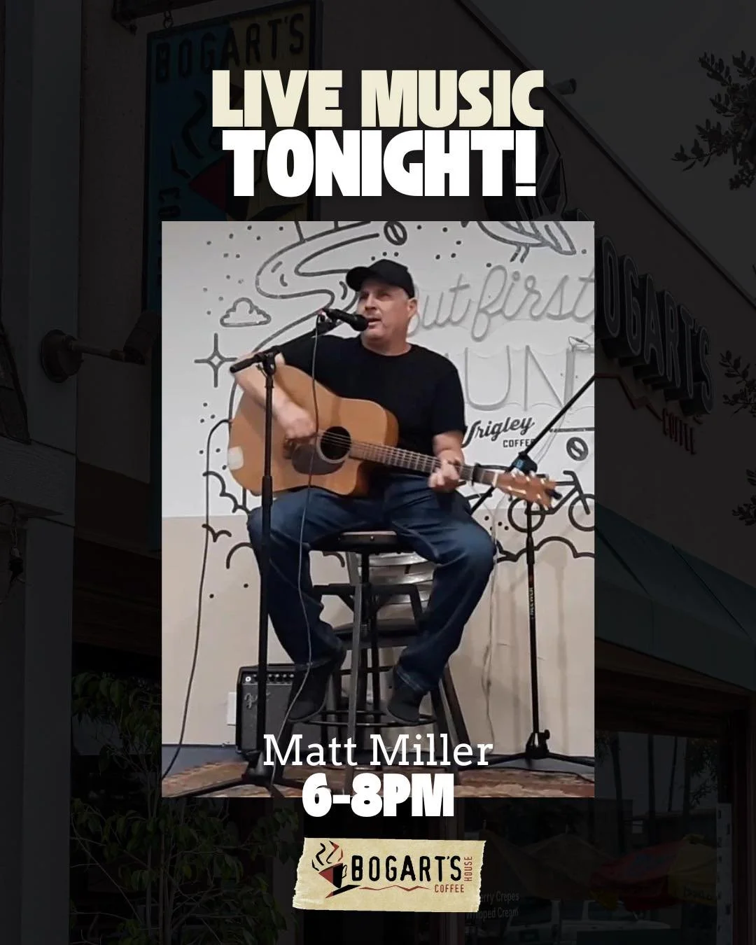 Tonight&rsquo;s musical guest is Matt Miller 🎶

Matt Miller is a local musician who performs regularly at coffee shops, bars and other venues across Southern California. An acoustic performer of rock and country, Matt's strength is in his heart felt