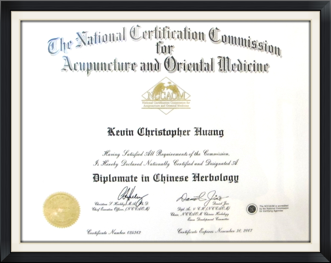 NCCAOM Dr. Kevin Huang Herbology