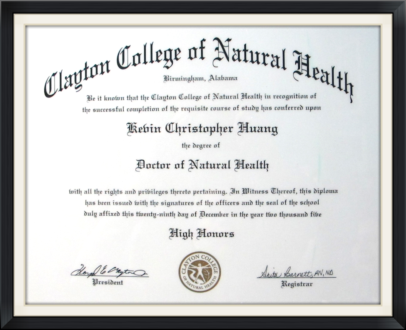 Doctor of Natural Health Kevin Huang