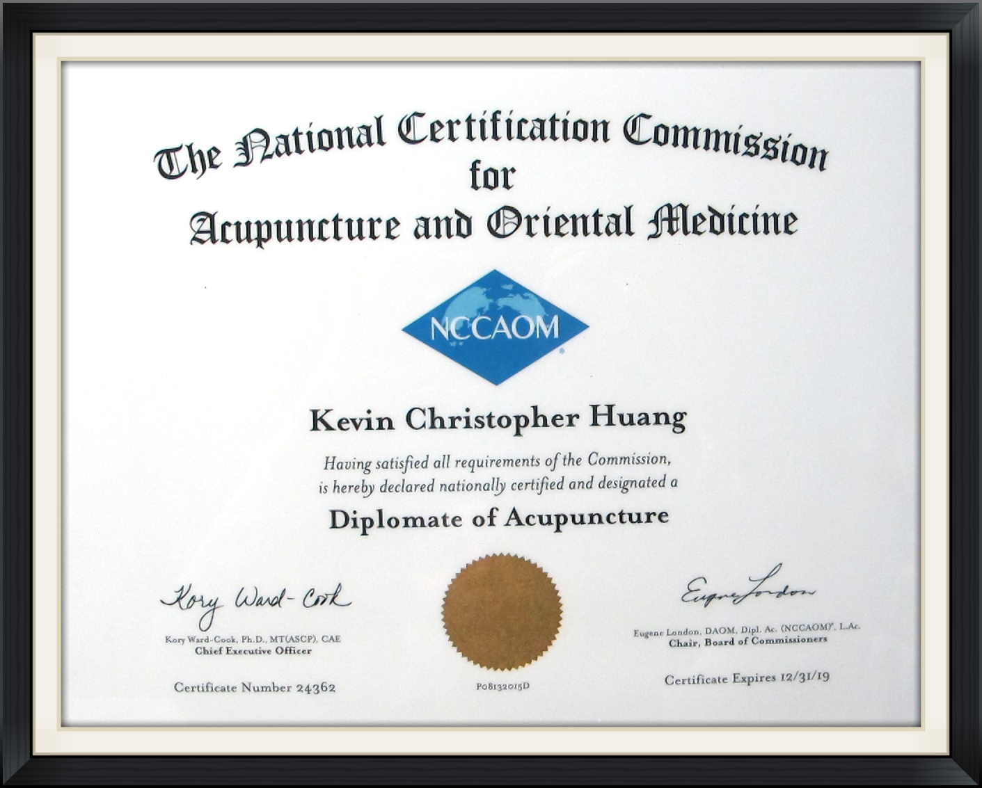 Diplomate of Acupuncture - Kevin Huang