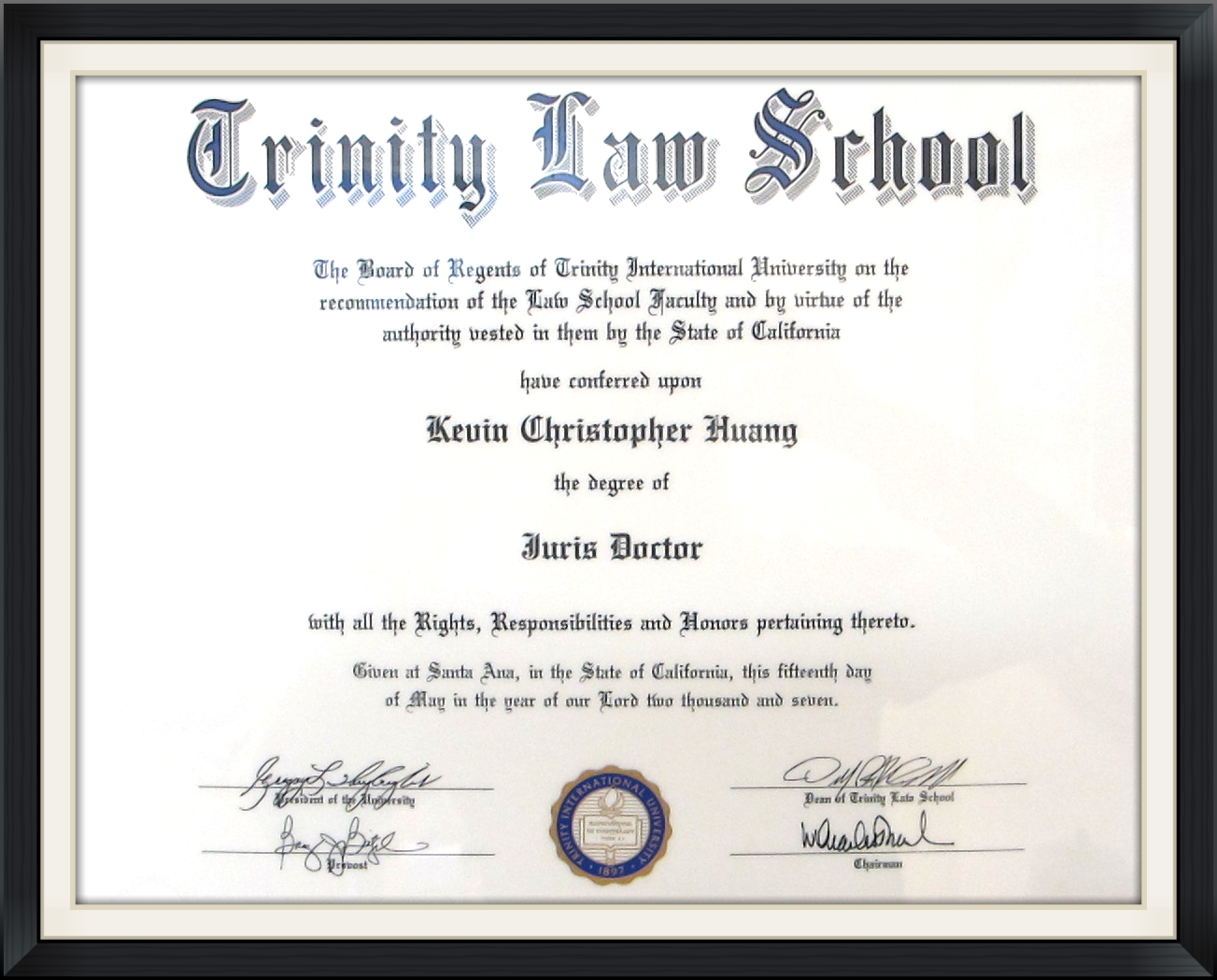 Trinity Law School Dr. Kevin Huang