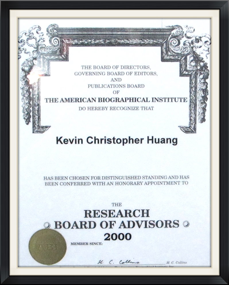 American Biographical Institute - Kevin Christopher Huang
