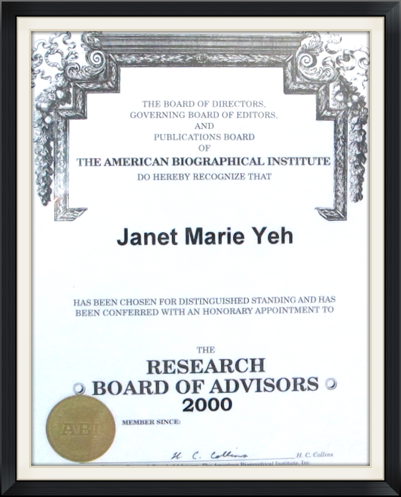 Research Board of Advisors - Dr. Janet Yeh