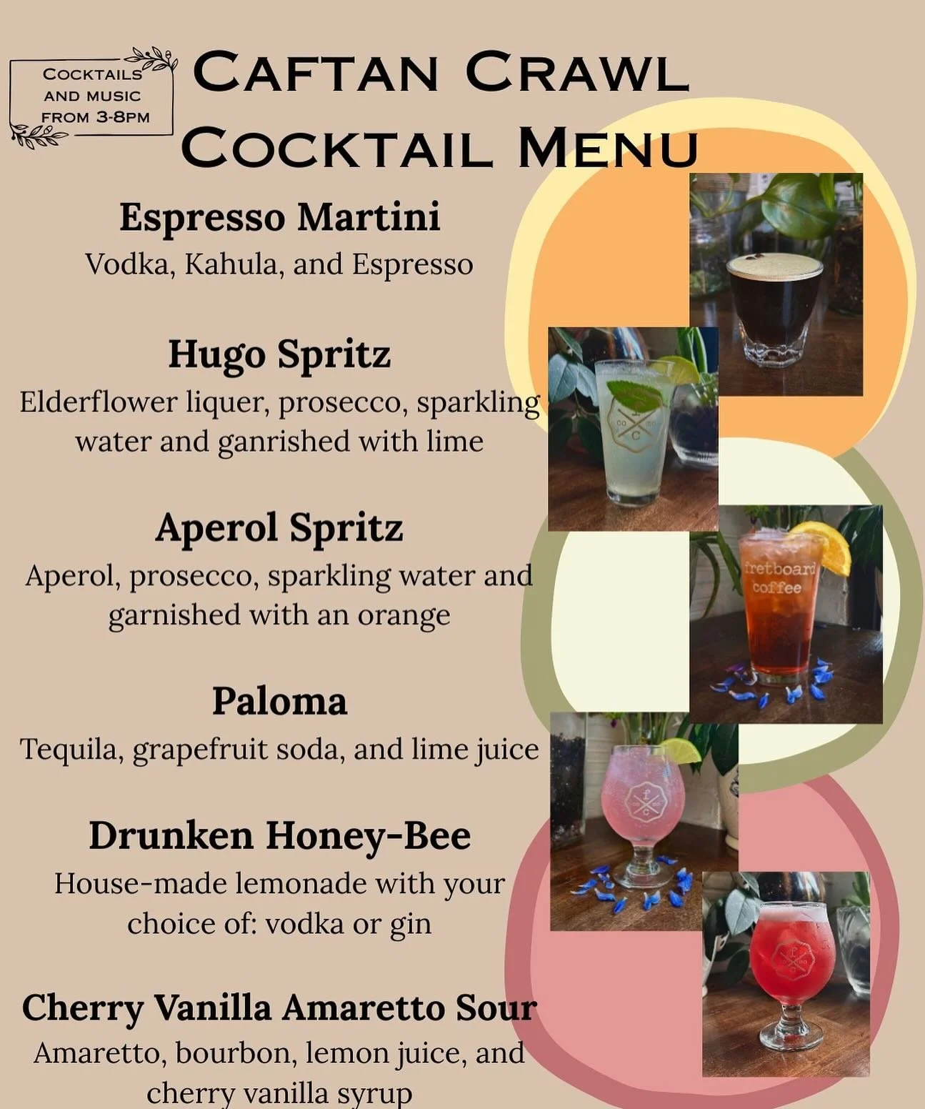 We are so excited to be apart of the events going on tomorrow! We not only will have musical performances as part of Busker Fest all afternoon and evening, but will also have a selection of drinks to pop in and try as part of the Caftan Crawl! Don&rs