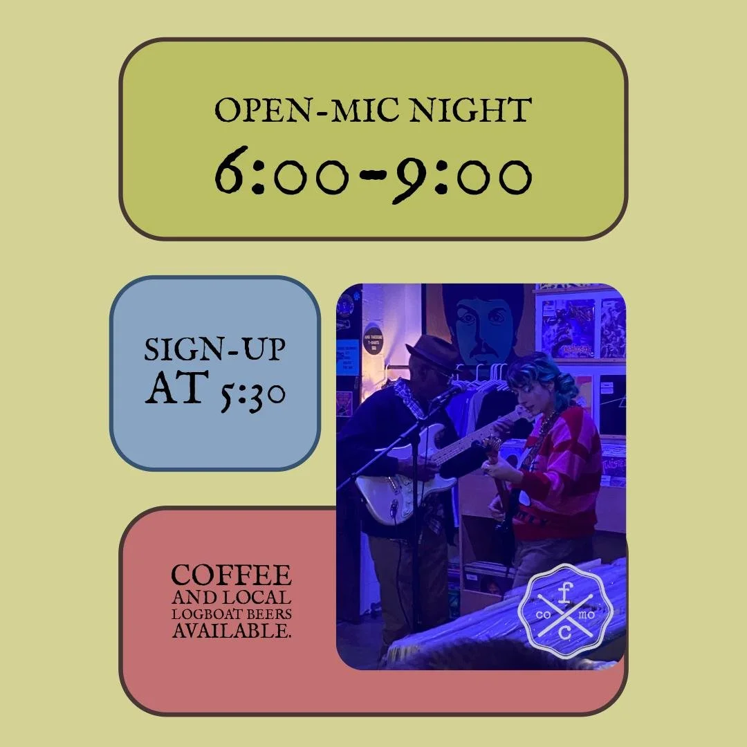 Open Mic-Night this Friday from 6-9. Enjoy a night with music, coffee, and logboat beers. 🎵