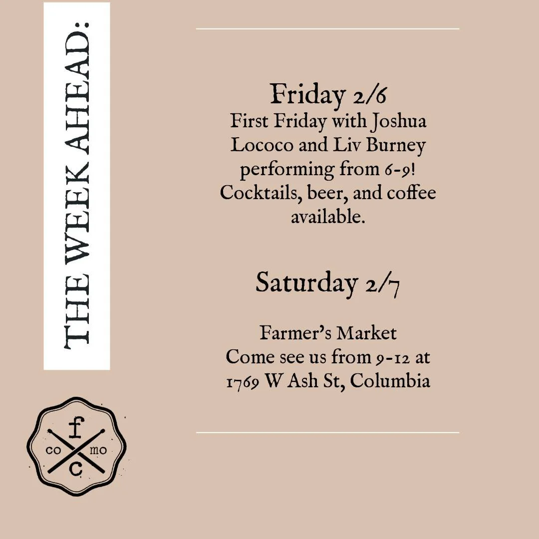 A busy week ahead at Fretboard. Live local music, cocktails, beer, and our full coffee bar this Friday. Plus, Farmer&rsquo;s Market season is rolling in with the warmer weather this week.