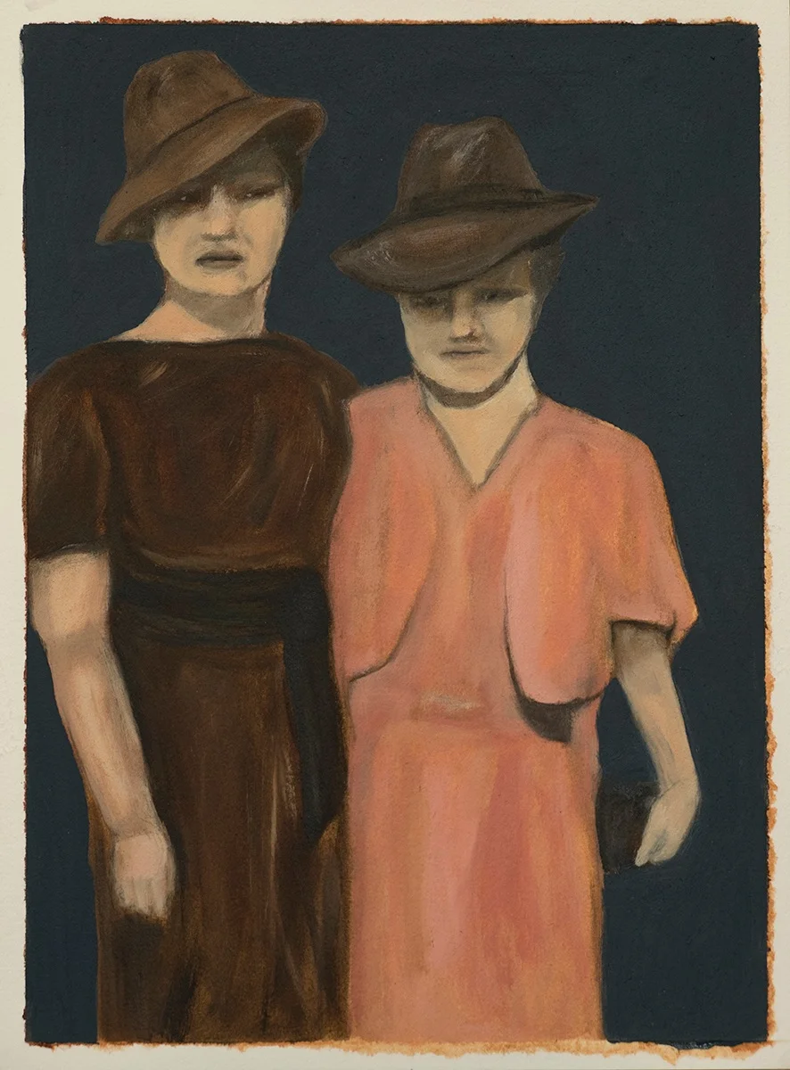   Couple with Hats,  2018, oil on arches oil paper, 9x12in 