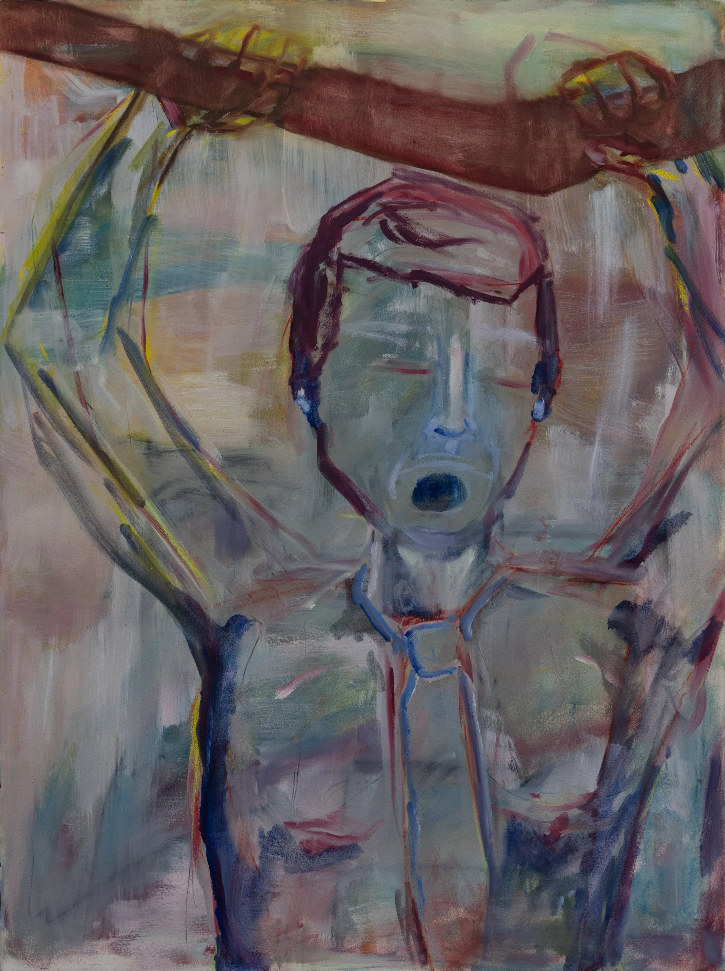   Tie and Stick,  2022, oil on paper, 22x30in 