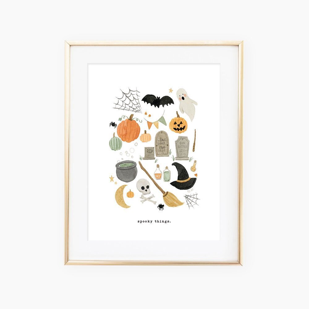 Happy October! Just a new little print of spooky things &amp; it&rsquo;s listed in my Etsy shop if you need one. 😉